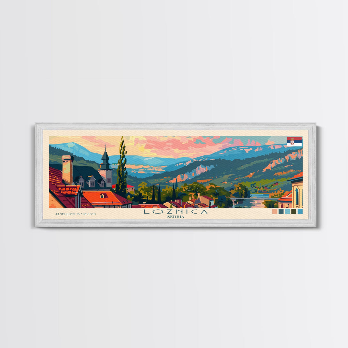 Loznica Serbia Wall Art, Panoramic Travel Poster, Panoramic Framed Canvas Print, City Wall Art, Wall Hanging Home Decor, Travel Art