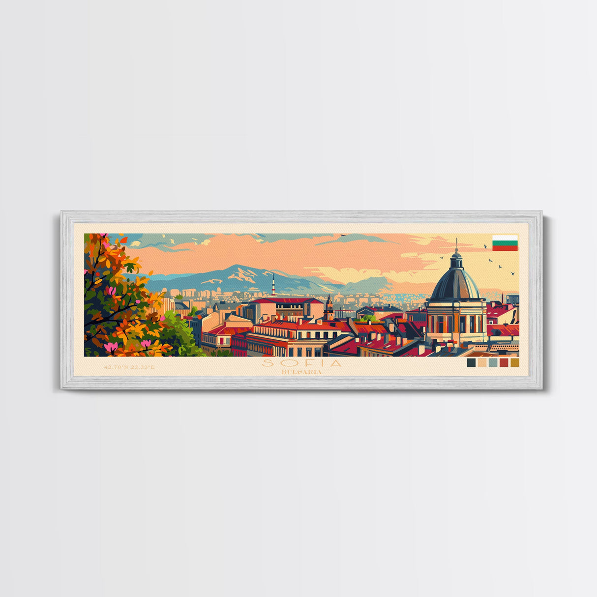 Sofia Bulgaria Wall Art, Panoramic Travel Poster, Panoramic Framed Canvas Print, City Wall Art, Wall Hanging Home Decor, Travel Art