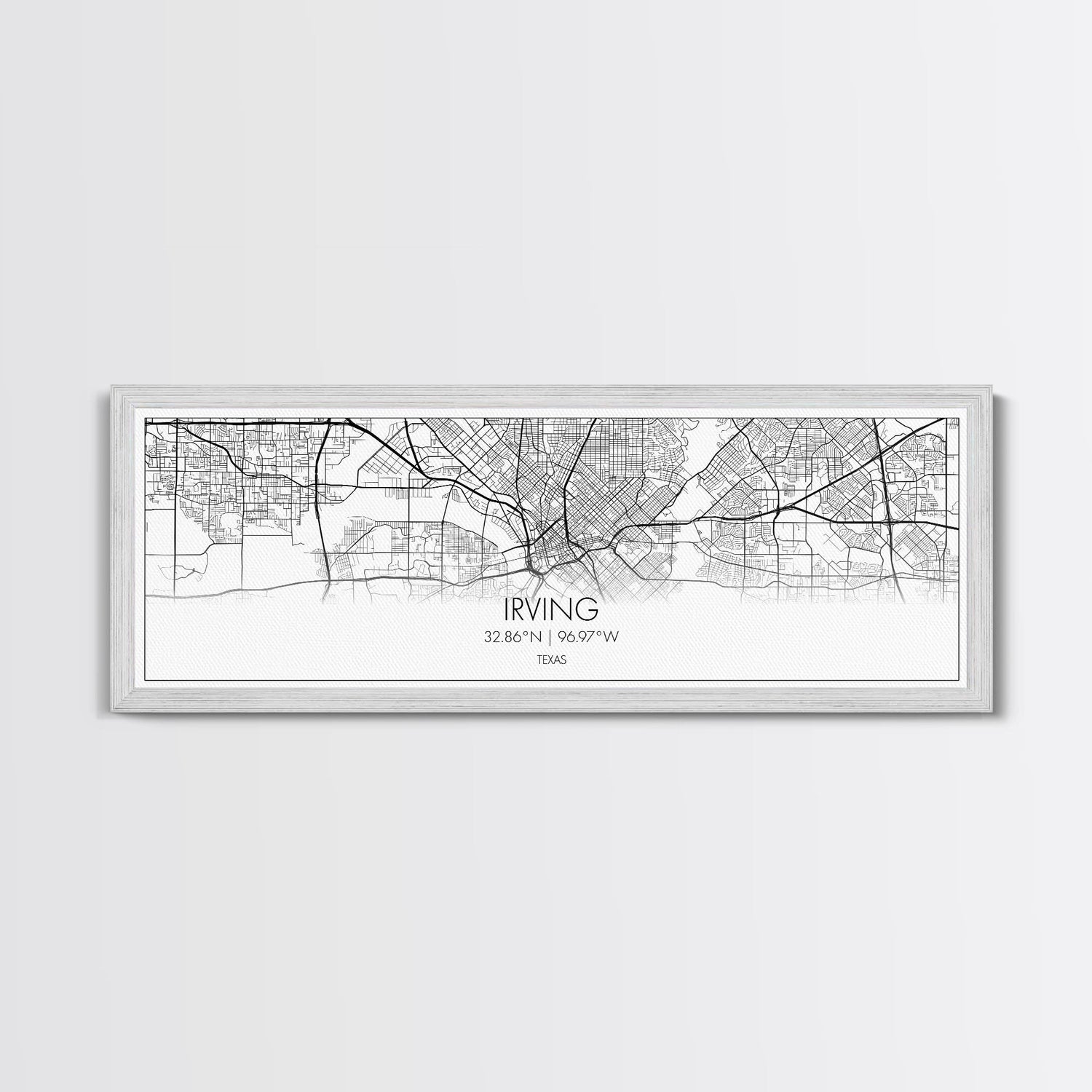 Panoramic Irving City Map, Texas Art, Map Print, Minimalist Wall Art, Canvas Art, Housewarming Gift, Street Map Art, Closing Gift