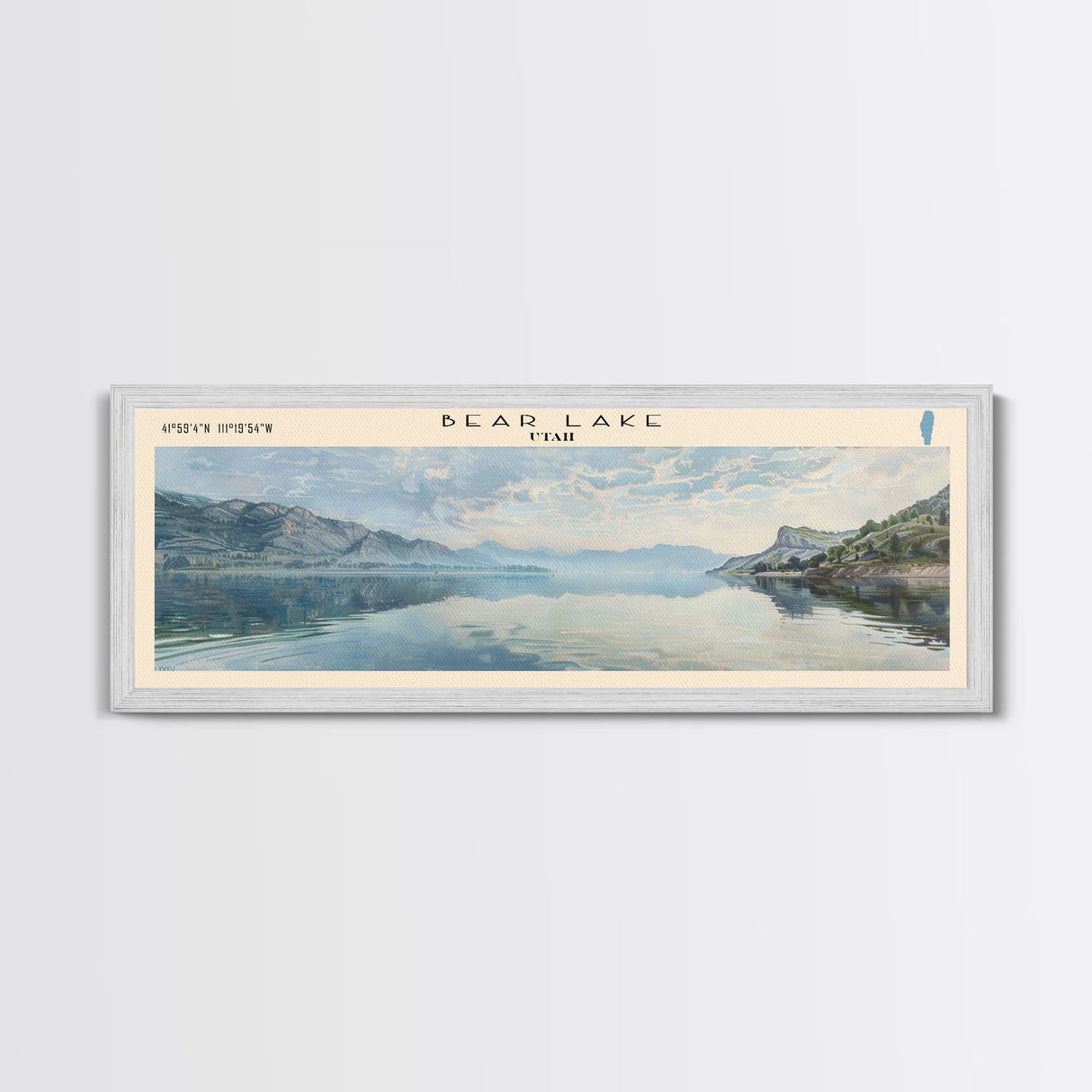Bear Lake Panoramic Framed Canvas Print, Lake House Decor, Scenic View, Travel Poster, Minimalist Art, Home Decoration