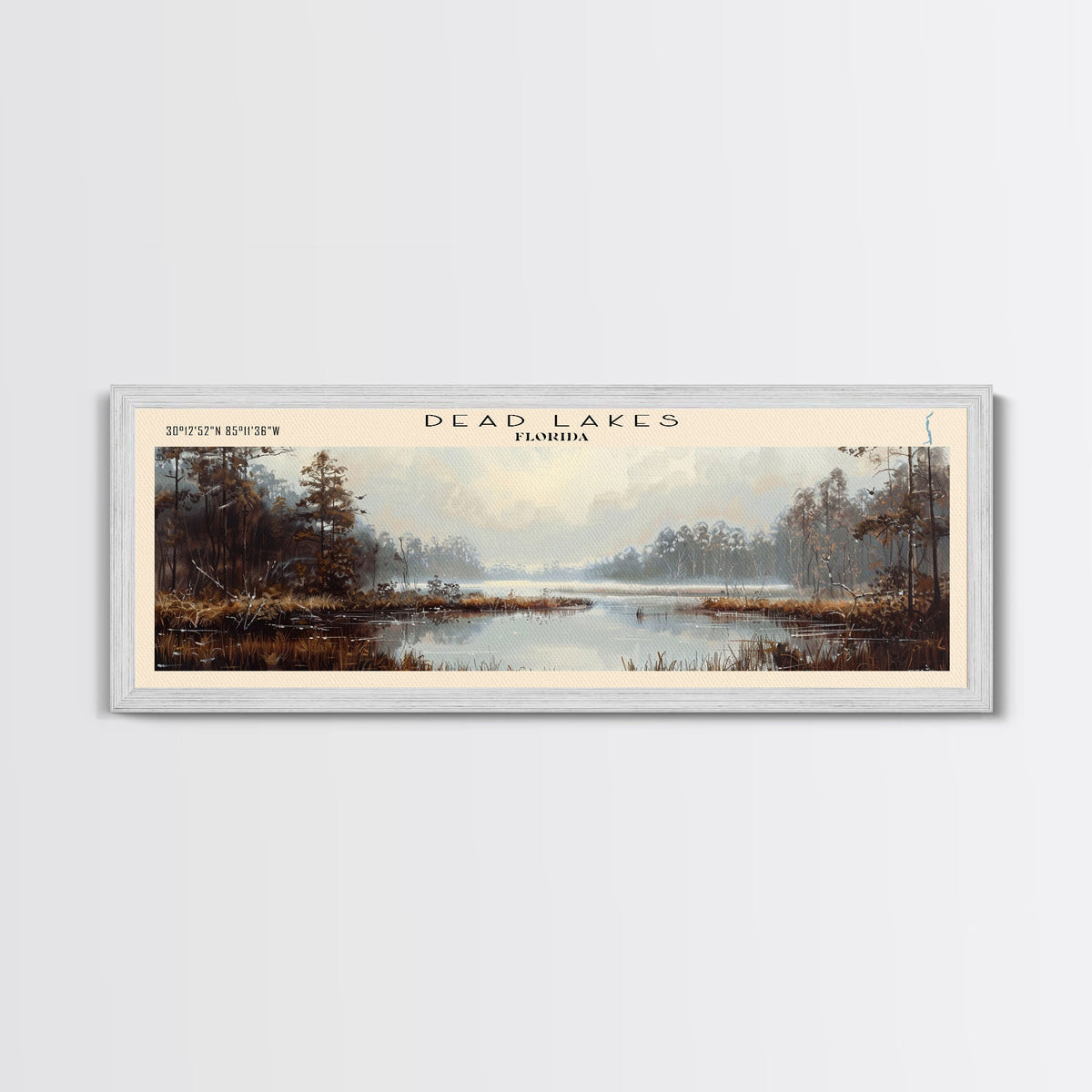 Davy Lake Framed Canvas Print, Lake House Decor, Panoramic Wall Art, Travel Poster, Rustic Lake Painting, Home Decor