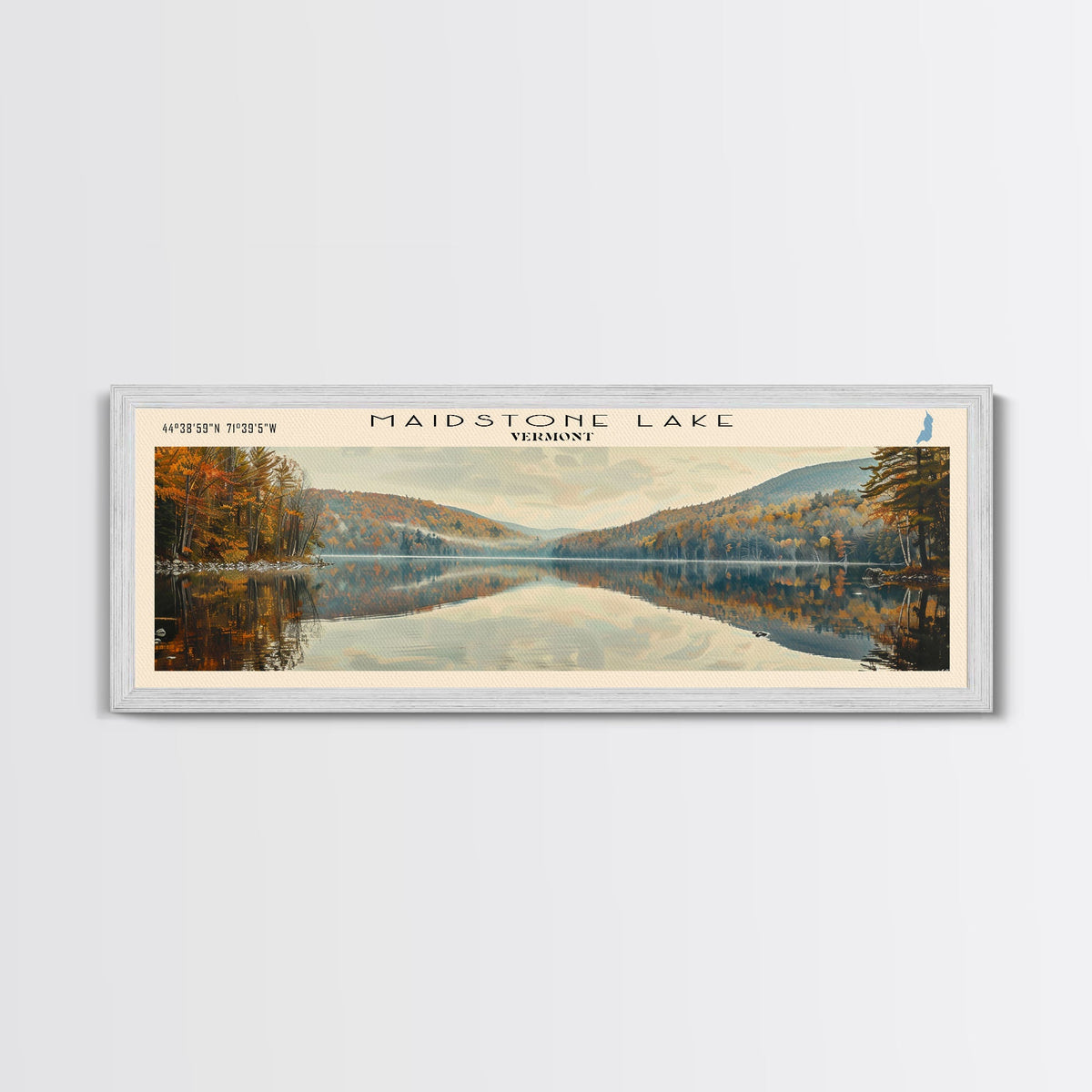 Mercer Lake New Jersey Framed Canvas Print, Lake House Decor, Panoramic Wall Art, Travel Poster, Landscape Painting, Bedroom Decor