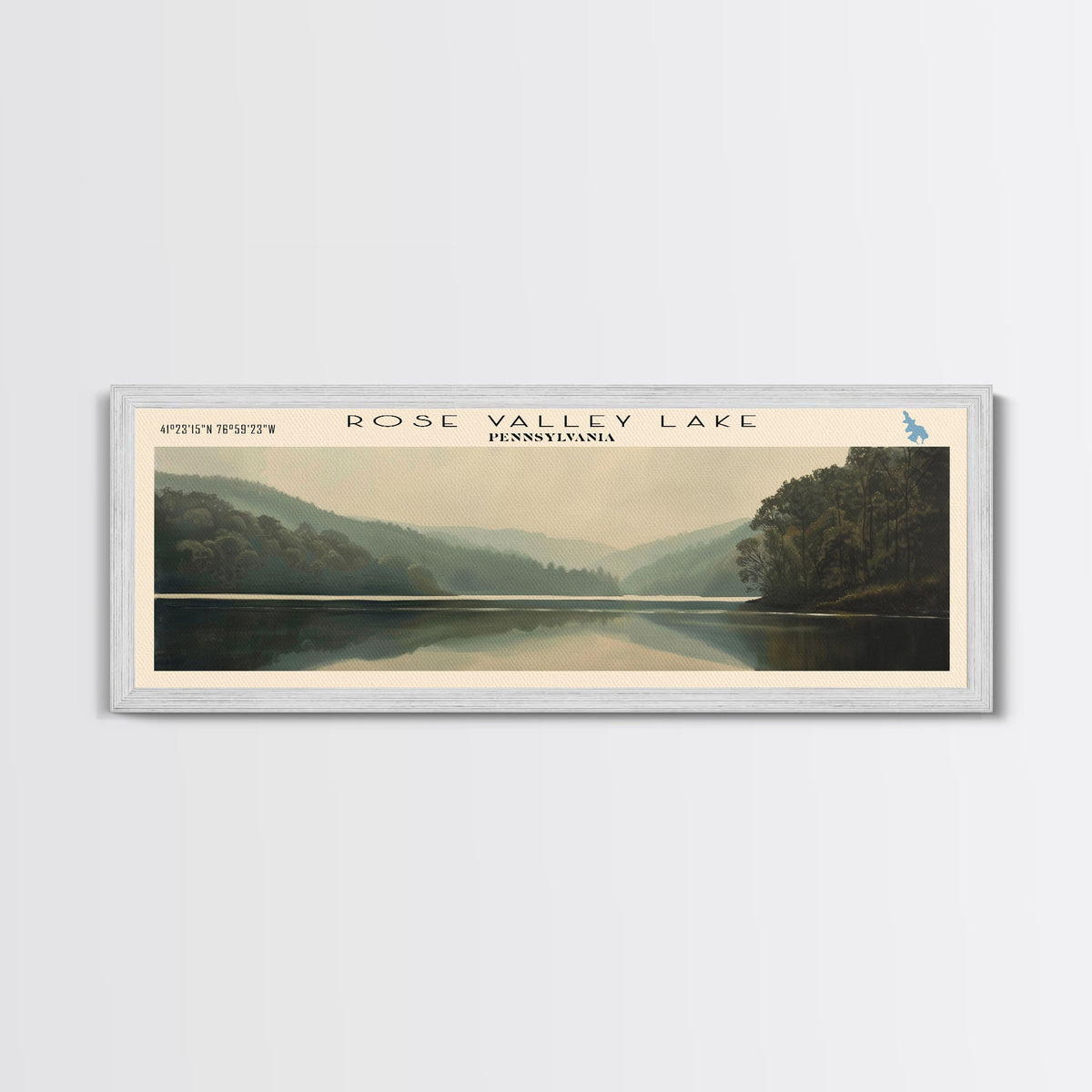Seneca Lake New York Panoramic Framed Canvas Print, Lake House Decor, Wall Art, Travel Poster, Serene Lake Scene, Bedroom Decor