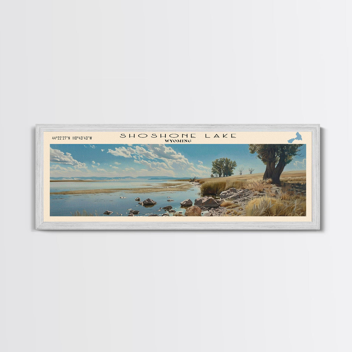 Spooner Lake Nevada Panoramic Framed Canvas Print, Lake House Decor, Wall Art, Travel Poster, Serene Lake Painting, Modern Art