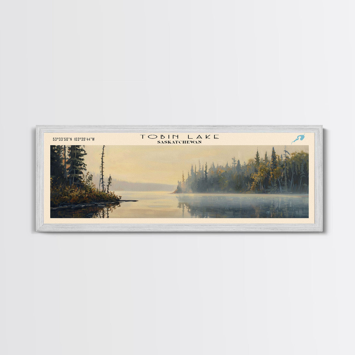 Turkeyfoot Lake Ohio Panoramic Wall Art, Framed Canvas Print, Lake House Decor, Travel Poster, Scenic Lake Scene, Bedroom Decor
