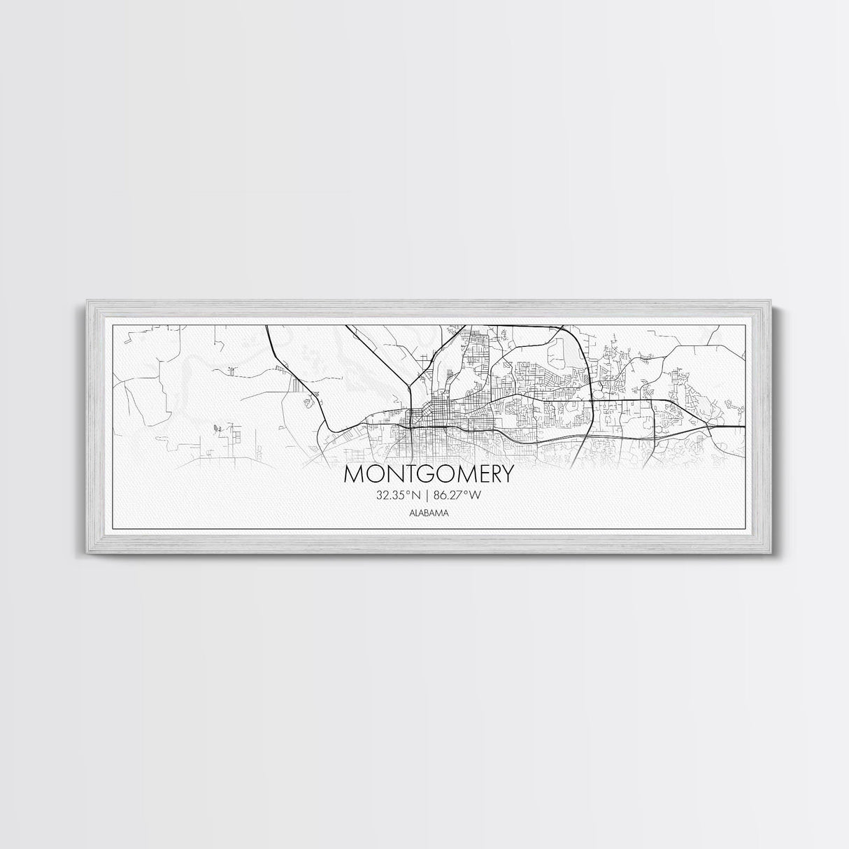 Panoramic Montgomery City Map, Alabama Art, Map Print, Minimalist Wall Art, Canvas Art, Housewarming Gift, Street Map Art, Closing Gift