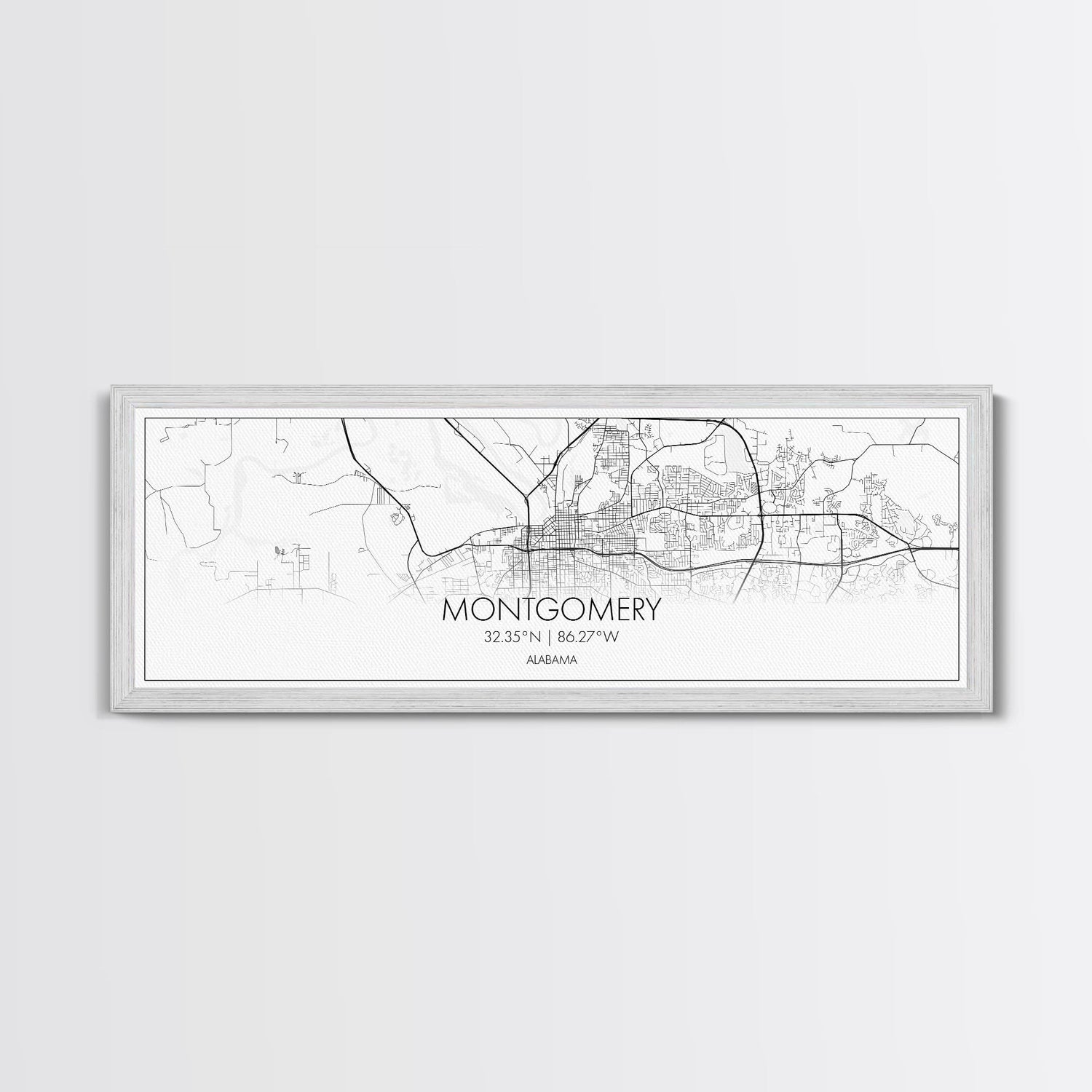 Panoramic Montgomery City Map, Alabama Art, Map Print, Minimalist Wall Art, Canvas Art, Housewarming Gift, Street Map Art, Closing Gift