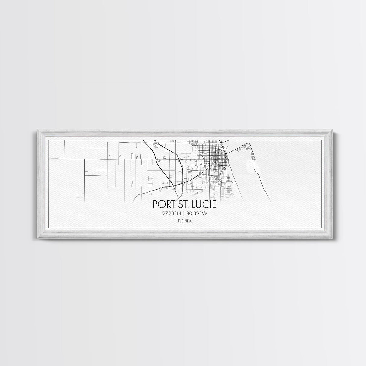 Panoramic Port St Lucie City Map, Florida Art, Map Print, Minimalist Wall Art, Canvas Art, Housewarming Gift, Street Map Art, Closing Gift