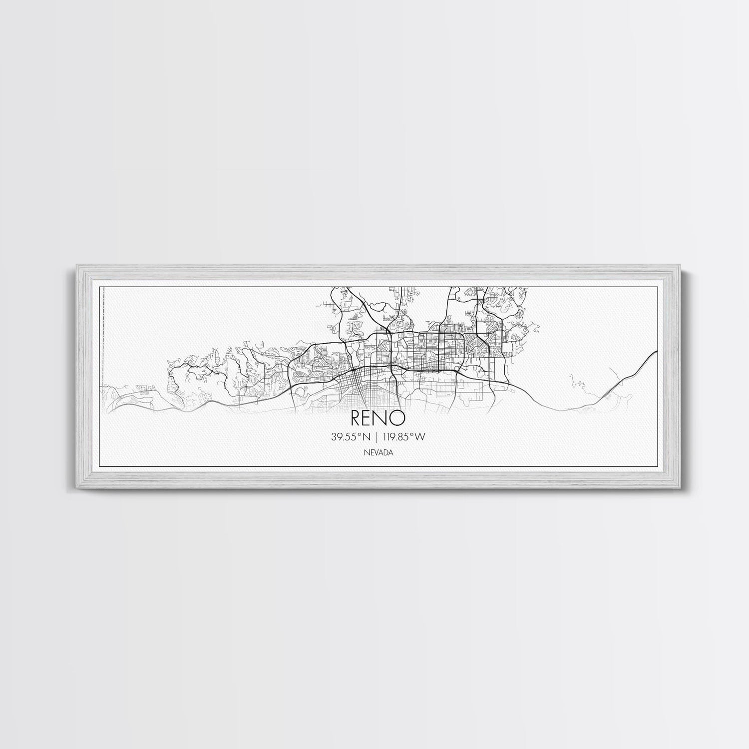Panoramic Reno City Map, Nevada Art, Map Print, Minimalist Wall Art, Canvas Art, Housewarming Gift, Street Map Art, Closing Gift