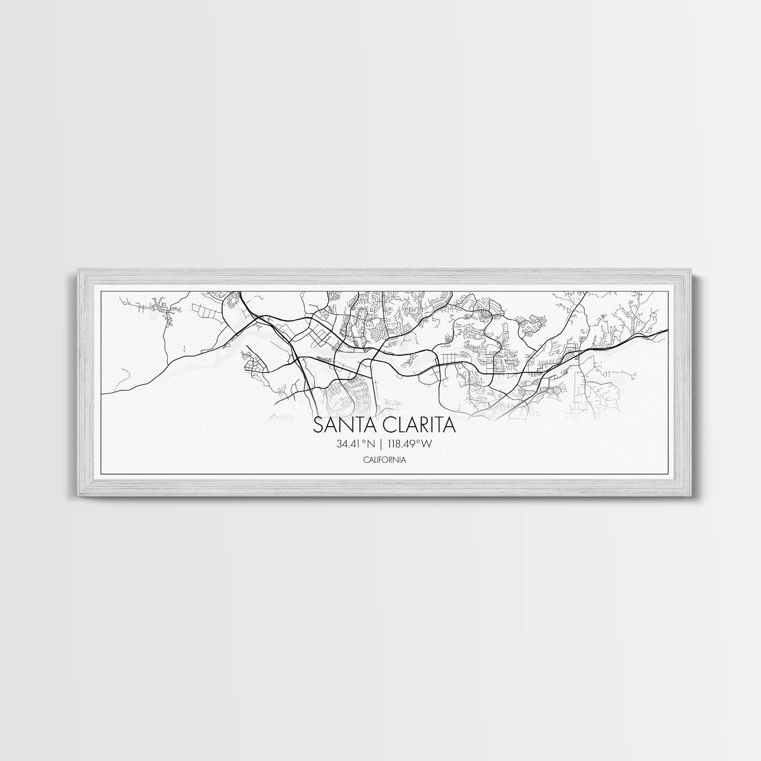 Panoramic Santa Clarita City Map, California Art, Map Print, Minimalist Wall Art, Canvas Art, Housewarming Gift, Street Map, Closing Gift