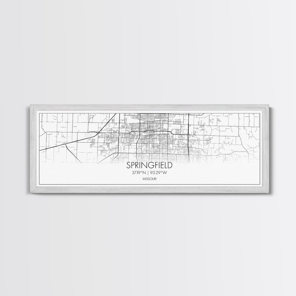 Panoramic Springfield City Map, Missouri Art, Map Print, Minimalist Wall Art, Canvas Art, Housewarming Gift, Street Map Art, Closing Gift