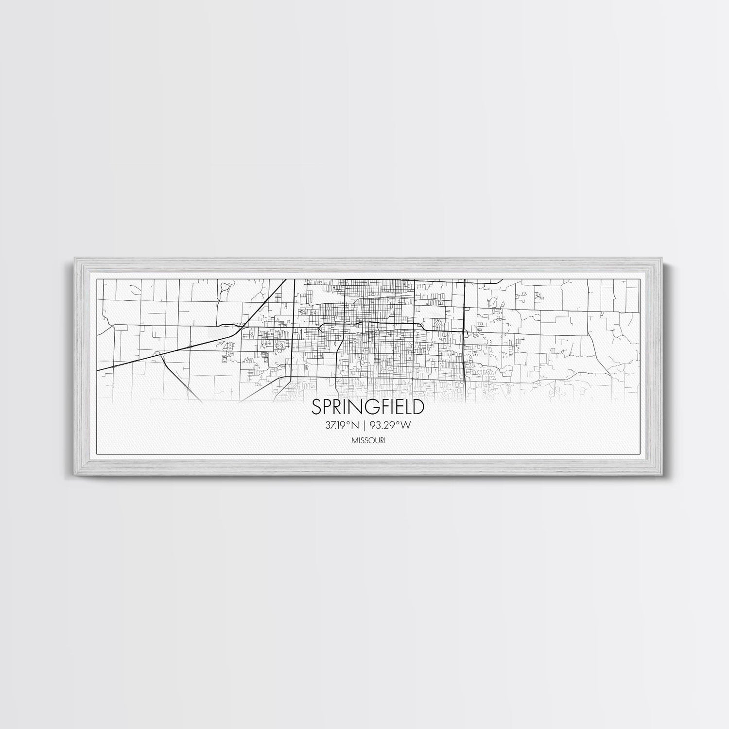 Panoramic Springfield City Map, Missouri Art, Map Print, Minimalist Wall Art, Canvas Art, Housewarming Gift, Street Map Art, Closing Gift