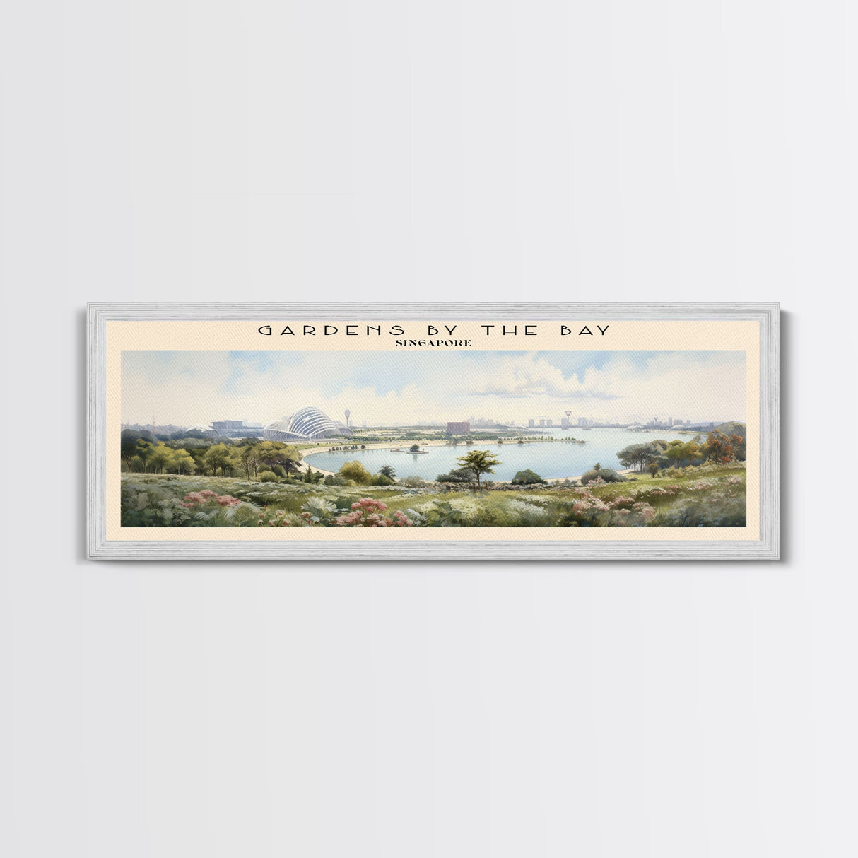 Gardens by the Bay COUNTRY | Framed Travel Poster Canvas Print | Trendy Wall Art | Watercolor Painting | Living Room Art | Unique Art