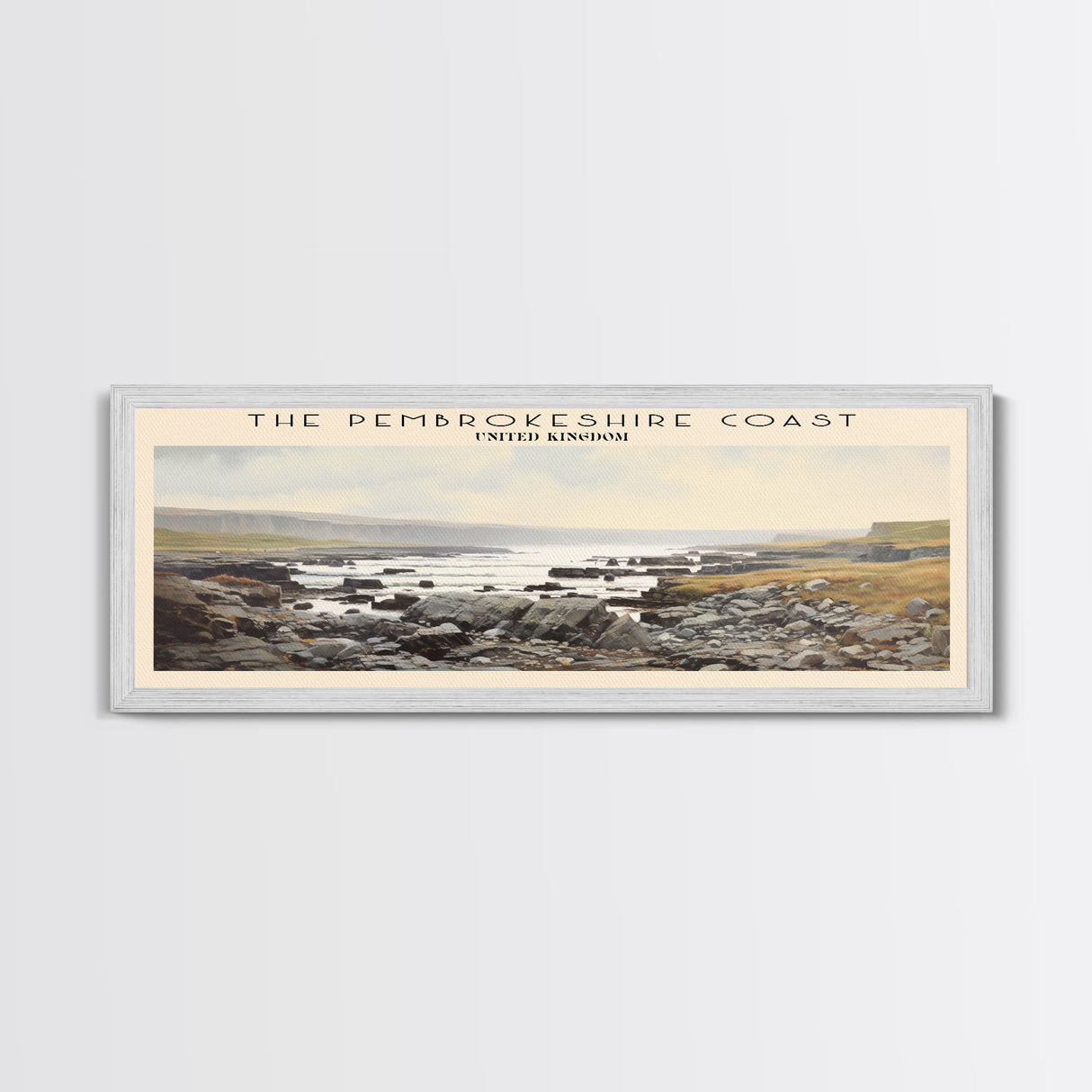 The Pembrokeshire Coast Travel Poster Print, Framed Canvas Print, COUNTRY Travel Art, Wood Framed Art, Wall Hanging, Home Decor