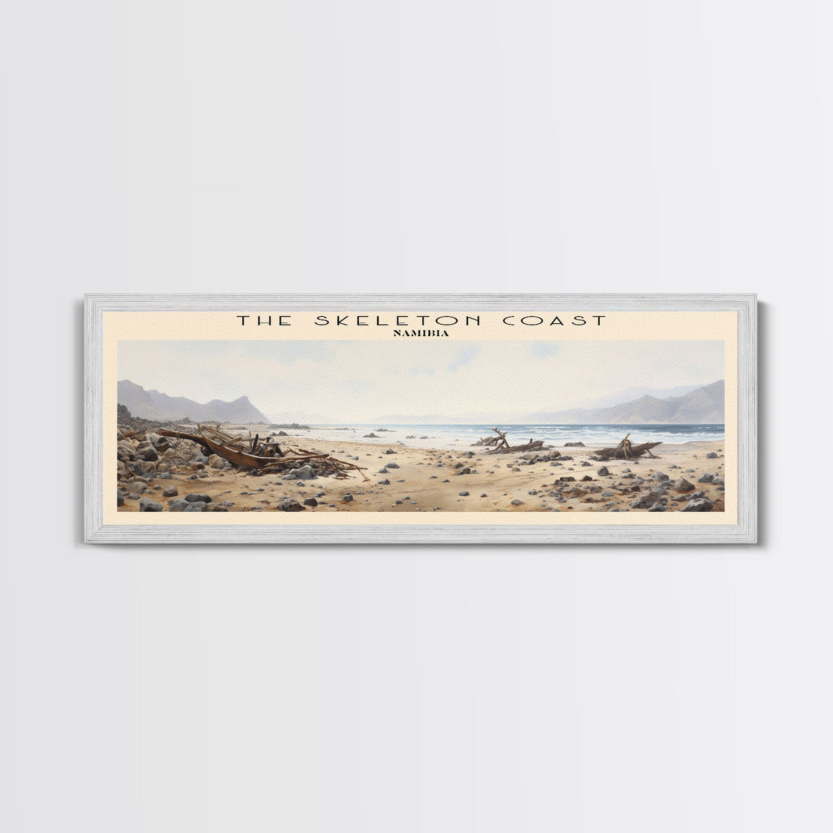 The Skeleton Coast Travel Poster Print, Framed Canvas Print, COUNTRY Travel Art, Wood Framed Art, Wall Hanging, Home Decor
