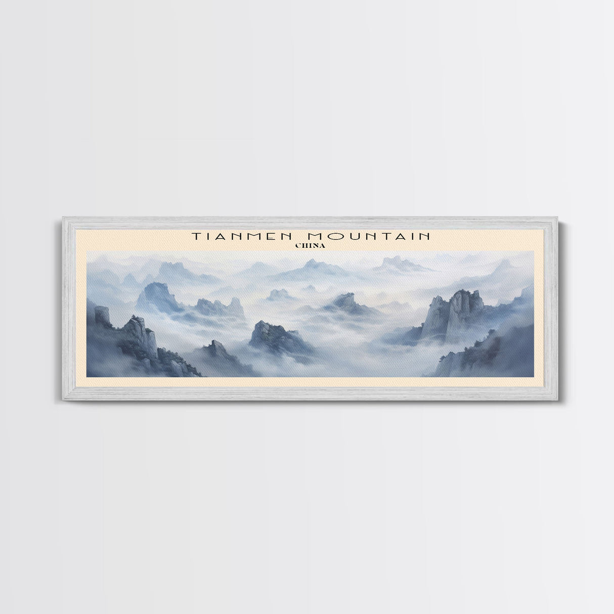 Tianmen Mountain Travel Poster Print, Framed Canvas Print, COUNTRY Travel Art, Wood Framed Art, Wall Hanging, Home Decor