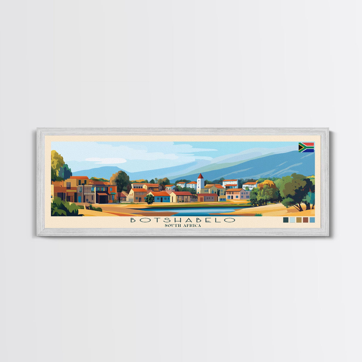 Botshabelo, South Africa Travel Poster Panoramic Canvas Print, Botshabelo, South Africa Painting, South Africa Art, Botshabelo Travel Art, Guest Room Painting
