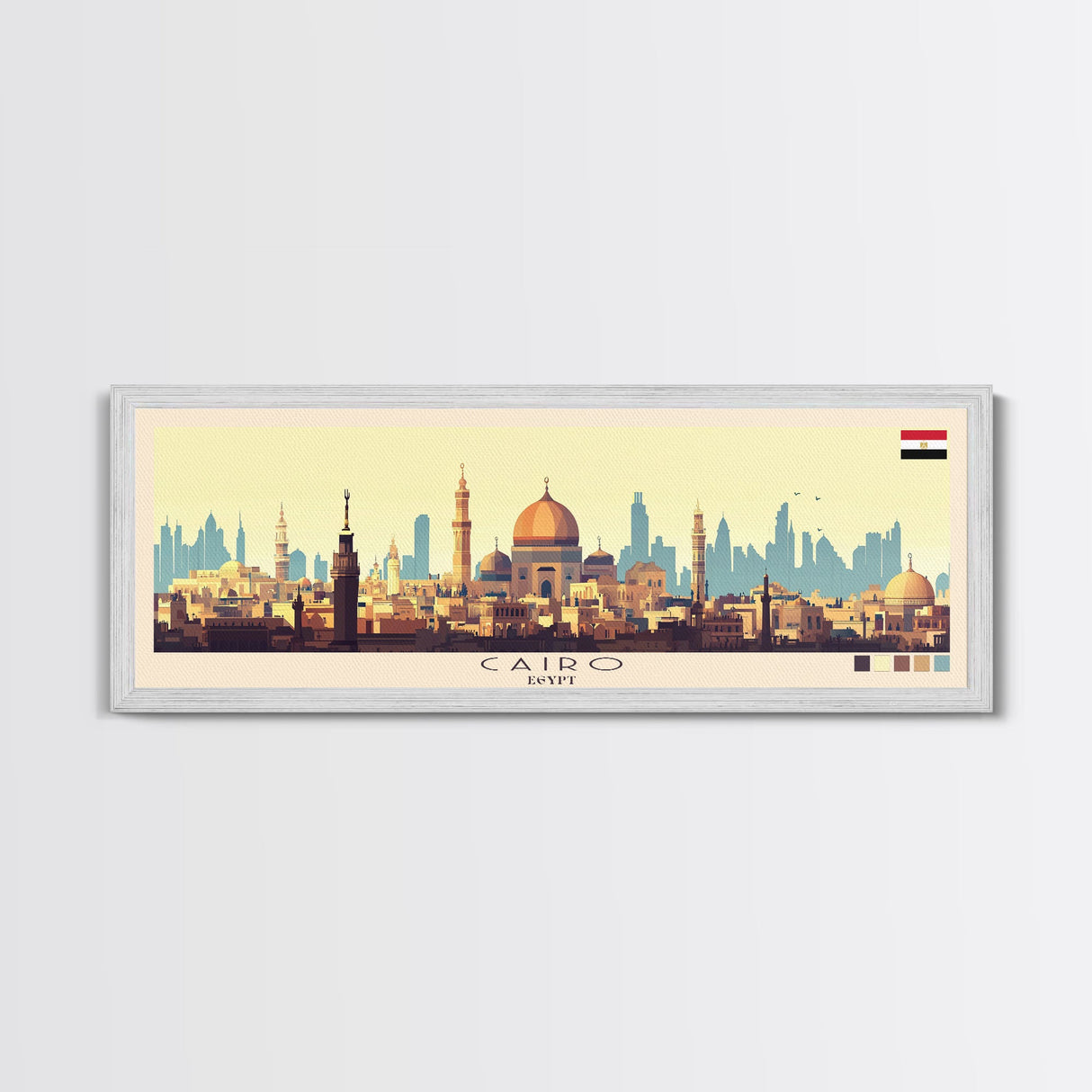 Cairo, Egypt Panoramic Travel Poster Canvas Print, Cairo, Egypt Painting, Egypt Art, Cairo Panoramic Travel Art, Travel Painting