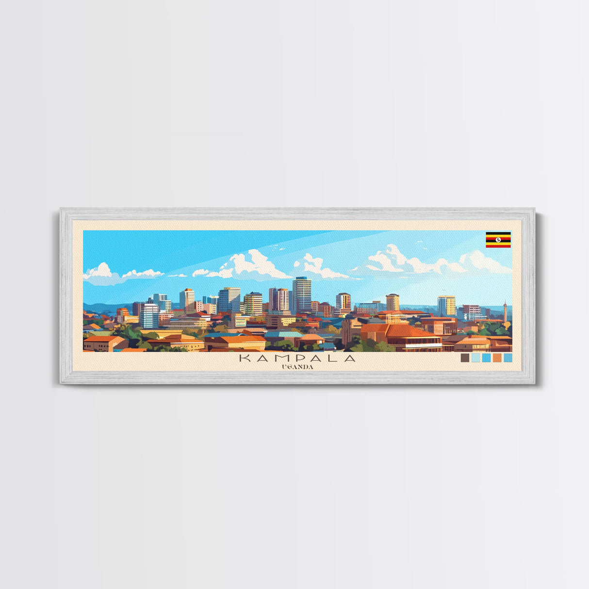 Kampala, Uganda Panoramic Travel Poster Canvas Print, Kampala, Uganda Painting, Uganda Art, Kampala Travel Art, Living Room Painting