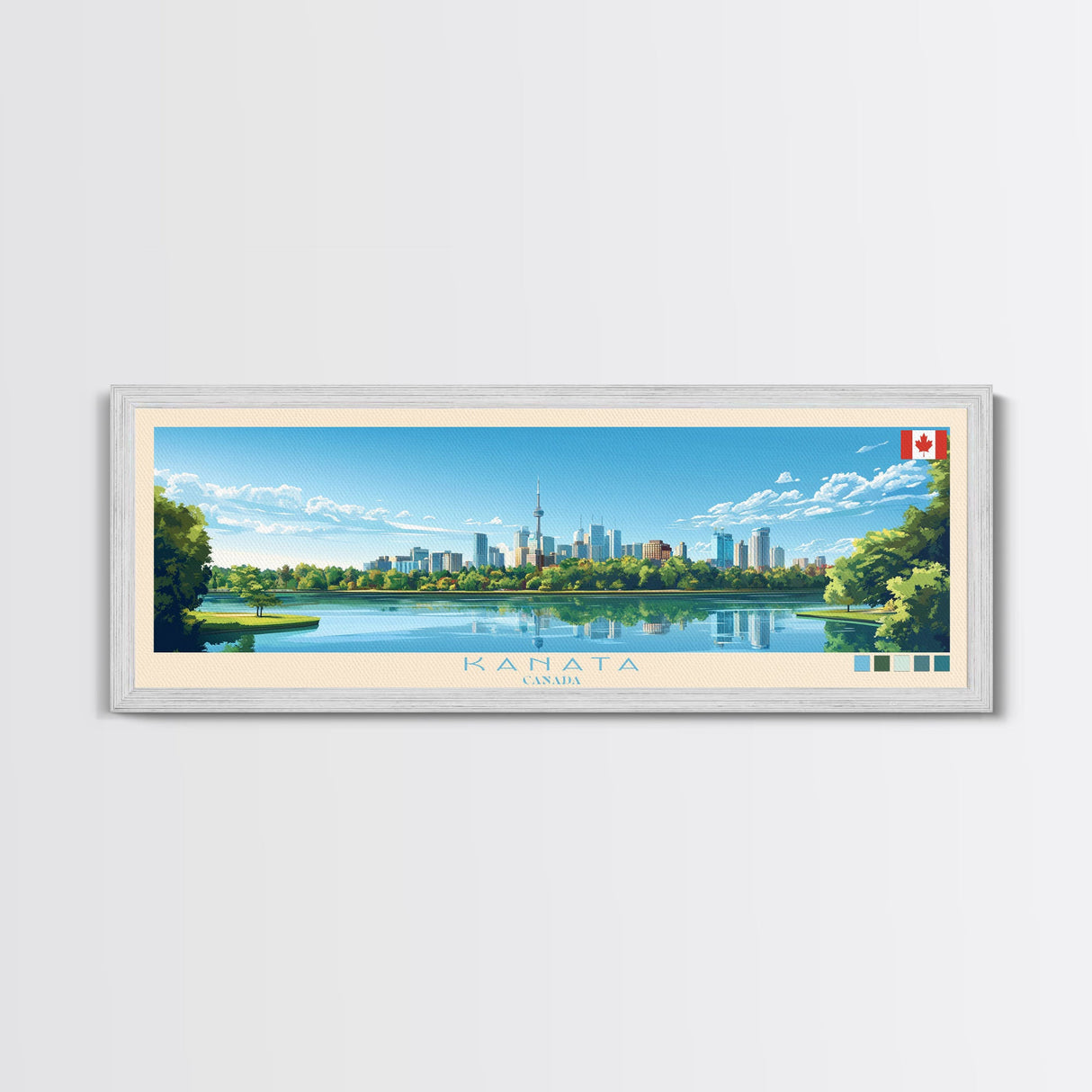 Kanata, Canada Travel Poster Panoramic Canvas Print, Kanata, Canada Painting, Canada Art, Kanata Travel Art, Guest Room Painting