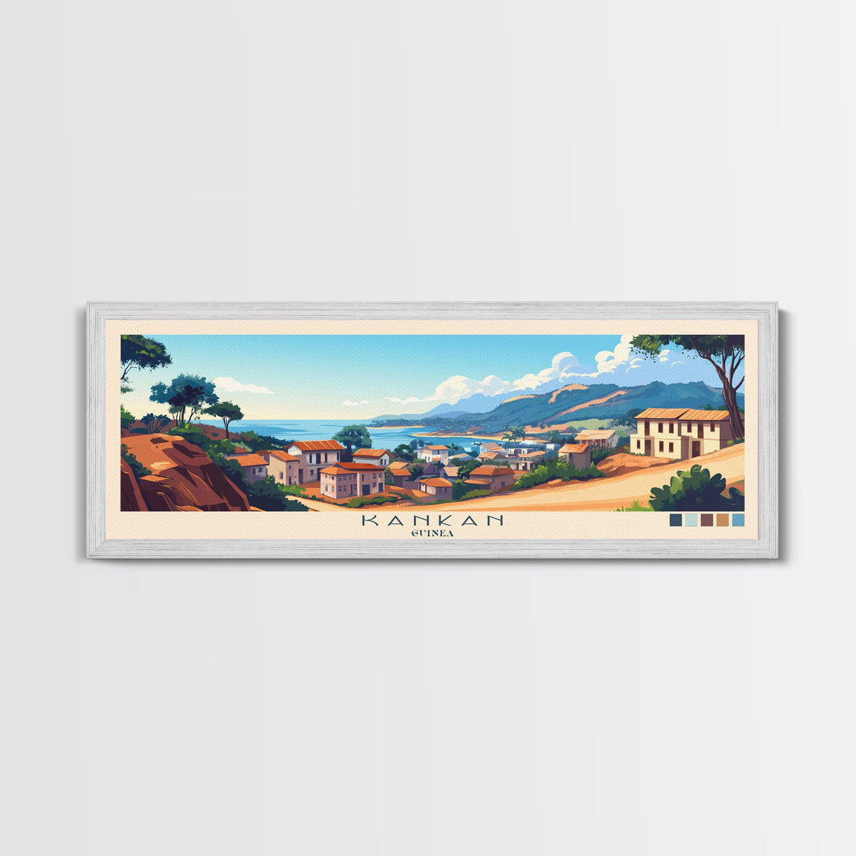 Kankan, Guinea Panoramic Travel Poster Canvas Print, Kankan, Guinea Painting, Guinea Art, Kankan Panoramic Travel Art, Travel Painting