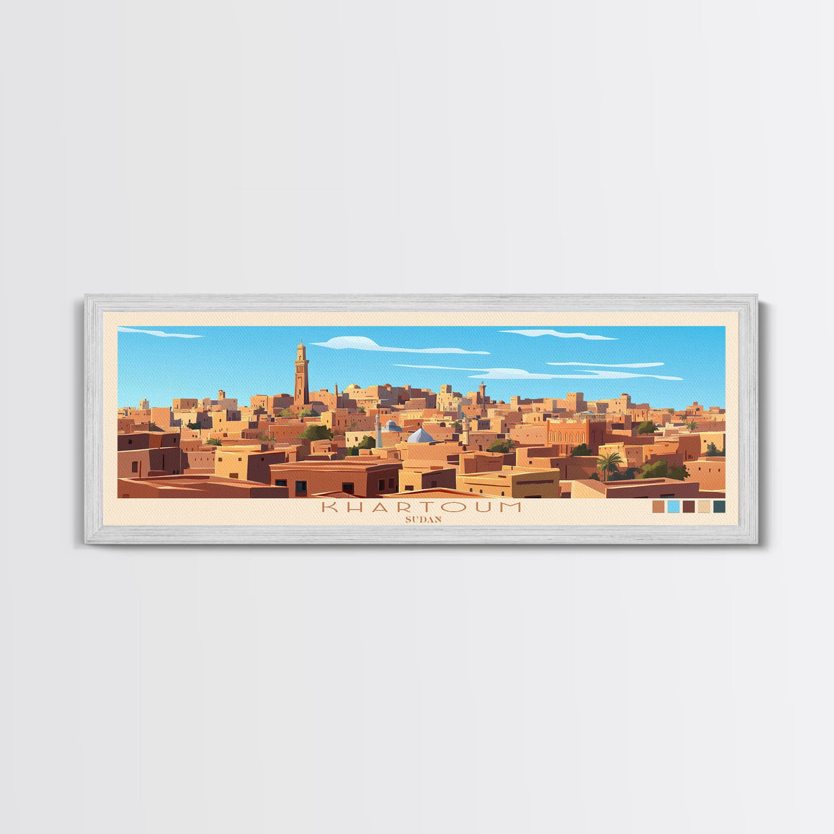 Khartoum, Sudan Travel Poster Panoramic Canvas Print, Khartoum, Sudan Painting, Sudan Art, Khartoum Travel Art, Guest Room Painting