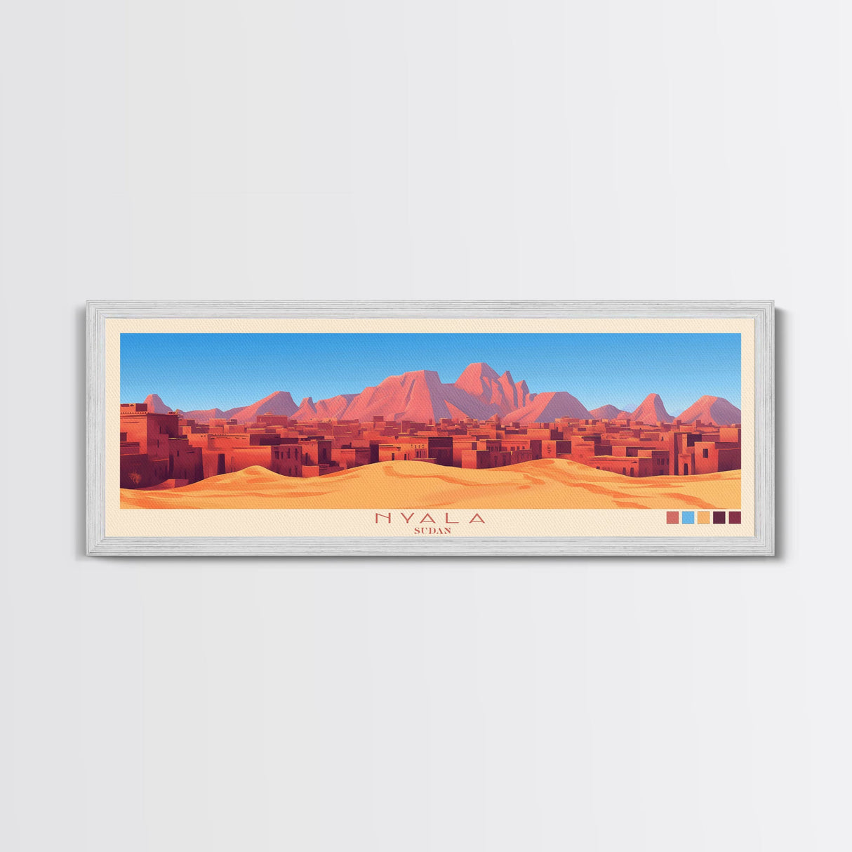 Nyala, Sudan Travel Poster Panoramic Canvas Print, Nyala, Sudan Painting, Sudan Art, Nyala Travel Art, Guest Room Painting