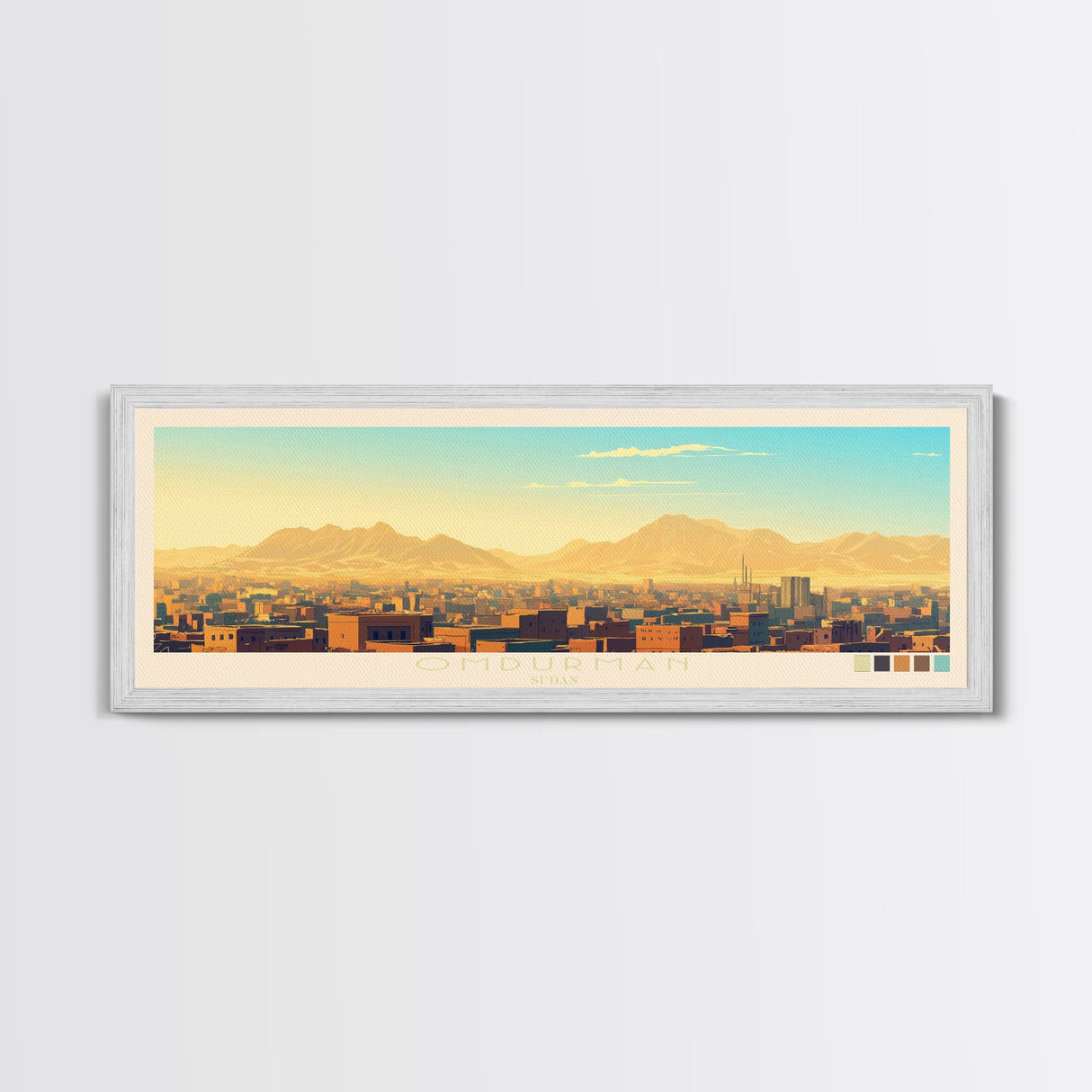 Omdurman, Sudan Panoramic Travel Poster Canvas Print, Omdurman, Sudan Painting, Sudan Art, Omdurman Travel Art, Guest Room Painting