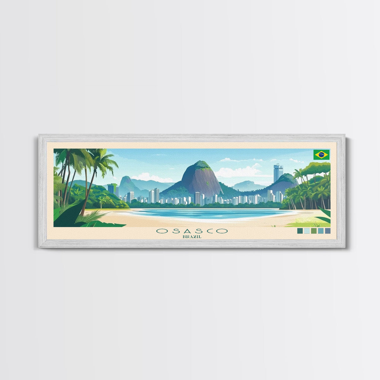 Osasco, Brazil Panoramic Travel Poster Canvas Print, Osasco, Brazil Painting, Brazil Art, Osasco Travel Art, Living Room Painting