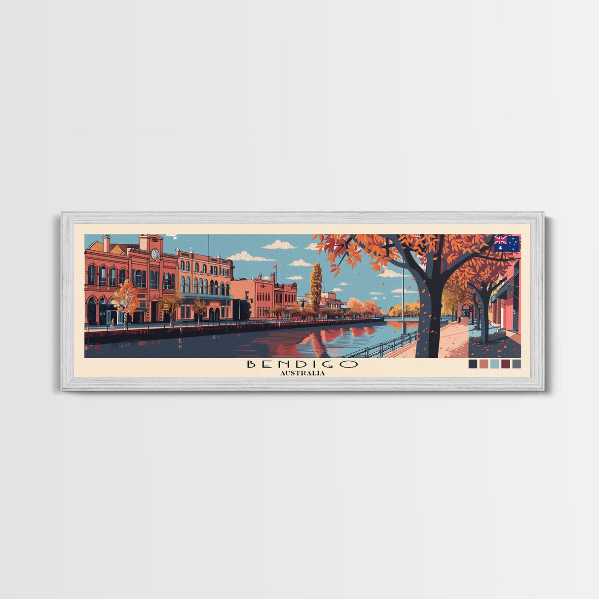 Bendigo, Australia Panoramic Canvas Print, Bendigo, Australia Painting, Australia Art, Bendigo Travel Poster, Travel Art, Guest Room Painting