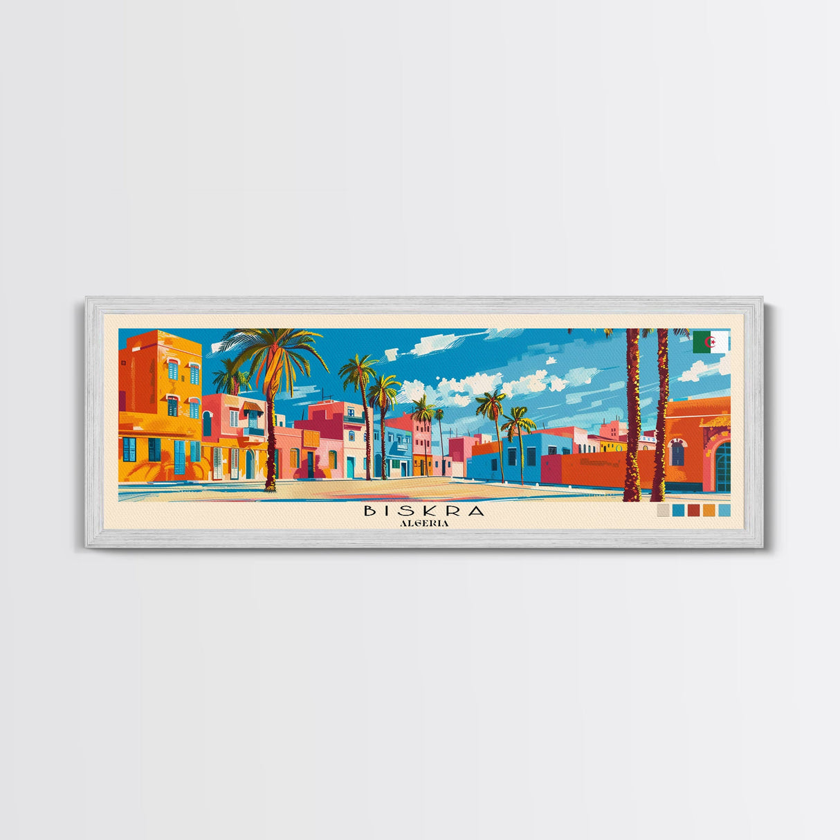 Biskra, Algeria Panoramic Canvas Print, Biskra, Algeria Painting, Algeria Art, Biskra Travel Poster, Travel Art, Living Room Painting