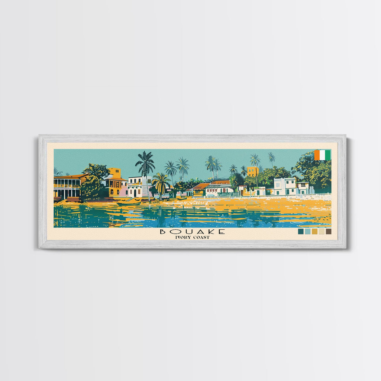 Bouake, Ivory Coast Panoramic Canvas Print, Bouake, Ivory Coast Painting, Ivory Coast Art, Bouake Travel Poster, Travel Art, Guest Room Painting