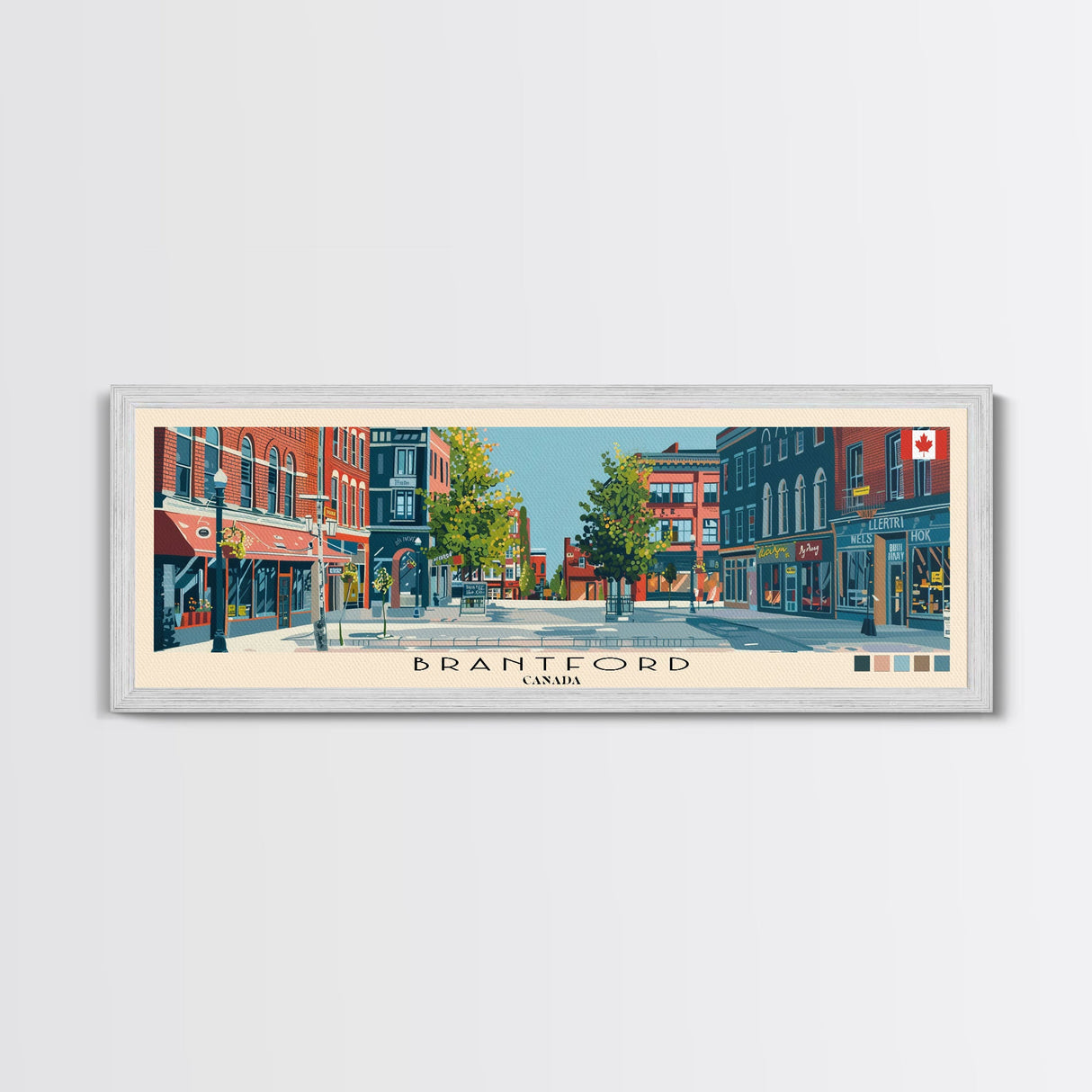 Brantford, Canada Panoramic Canvas Print, Brantford, Canada Painting, Canada Art, Brantford Travel Poster, Travel Art, Living Room Painting