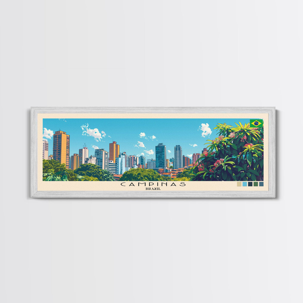 Campinas, Brazil Panoramic Canvas Print, Campinas, Brazil Painting, Brazil Art, Campinas Travel Poster, Travel Art, Housewarming Gift