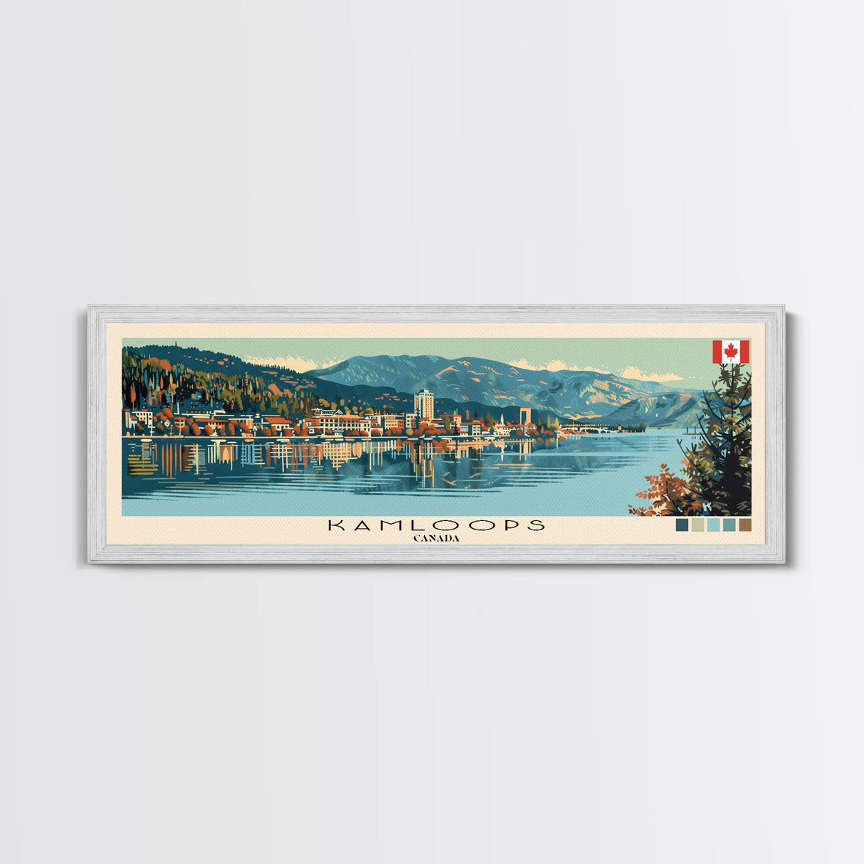 Kamloops, Canada Panoramic Canvas Print, Kamloops, Canada Painting, Canada Art, Kamloops Travel Poster, Travel Art, Vacation Gift