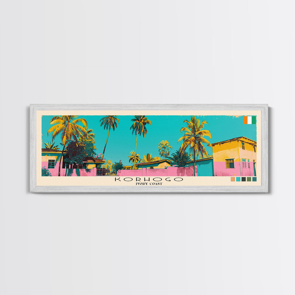 Korhogo, Ivory Coast Panoramic Canvas Print, Korhogo, Ivory Coast Painting, Ivory Coast Art, Korhogo Travel Poster, Travel Art, Vacation Gift