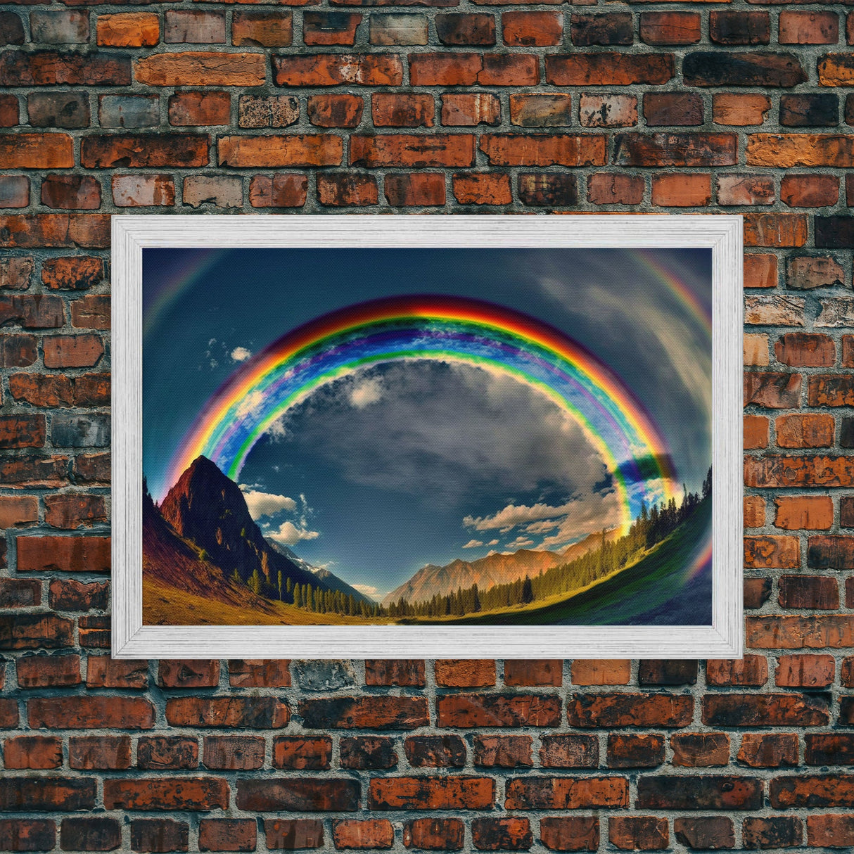 Fish-Eye Rainbow, Yellowstone, Framed Canvas Print, beautiful rainbow nature art