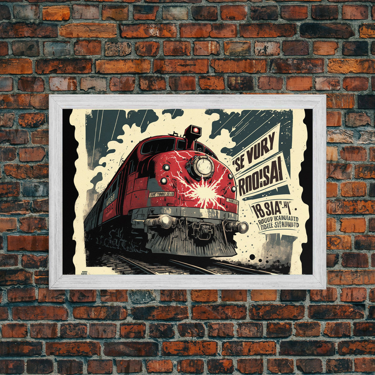 Fictional Soviet Propaganda Train Poster, Framed Canvas Print, Large Wall Art, USSR Art