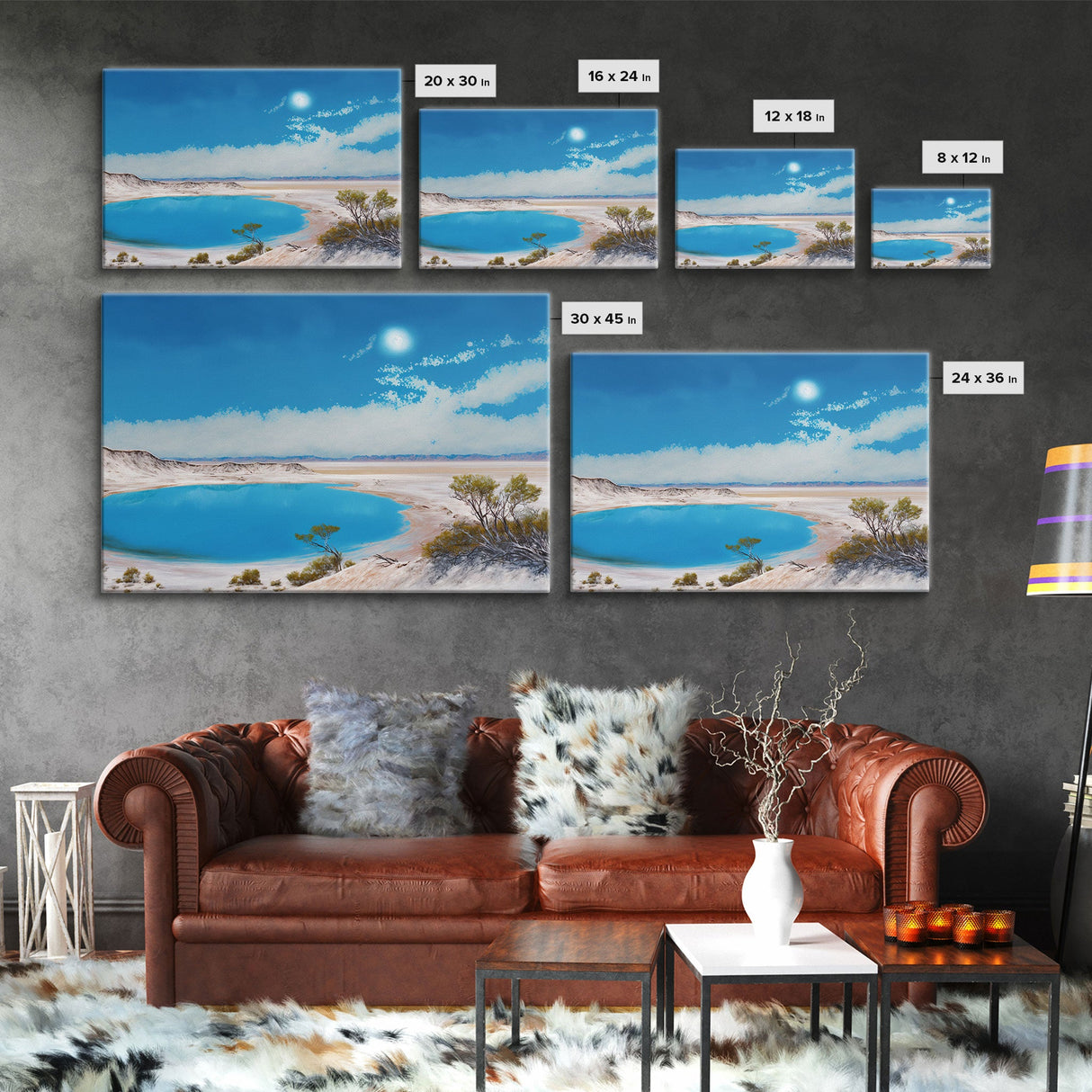 The Blue Lagoon, Tropical Wall Art, Beach Ocean Art, Framed Canvas Print, Colorful Beach House Decor, Above Sofa Art