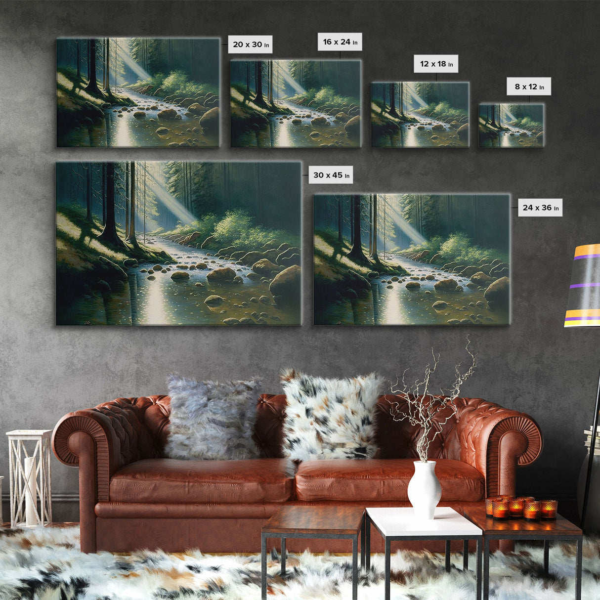 Colorful Watercolor Art, Framed Canvas Print, unique wall art, framed wall art, Landscape watercolor
