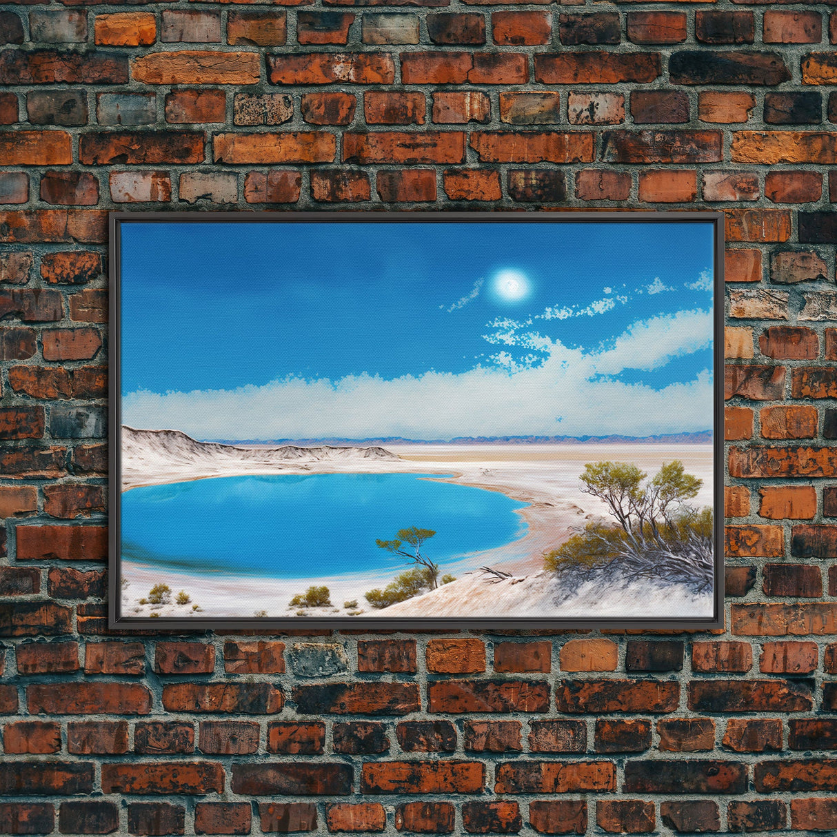 The Blue Lagoon, Tropical Wall Art, Beach Ocean Art, Framed Canvas Print, Colorful Beach House Decor, Above Sofa Art