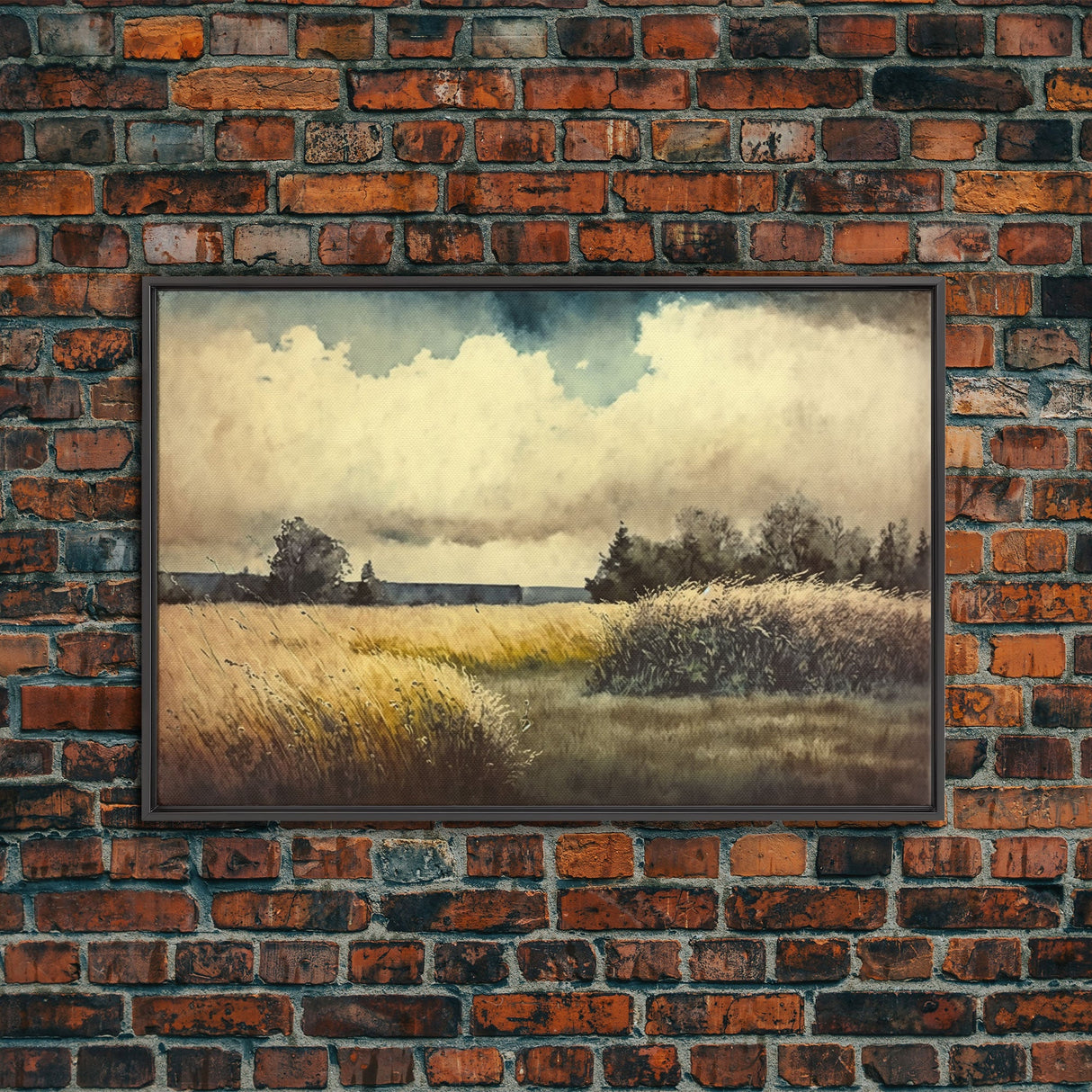 Subdued Watercolor Wall Art, Framed Canvas Print, Muted Moody Minimalist Boho Style Wall Art, Guest Room, Above Bed Art, Above Sofa Wall Art