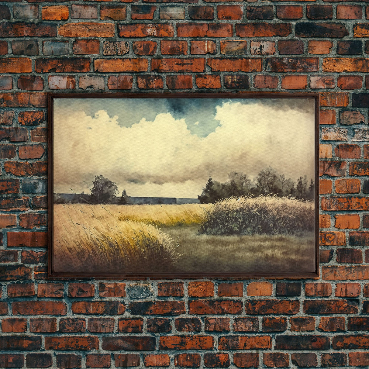 Subdued Watercolor Wall Art, Framed Canvas Print, Muted Moody Minimalist Boho Style Wall Art, Guest Room, Above Bed Art, Above Sofa Wall Art