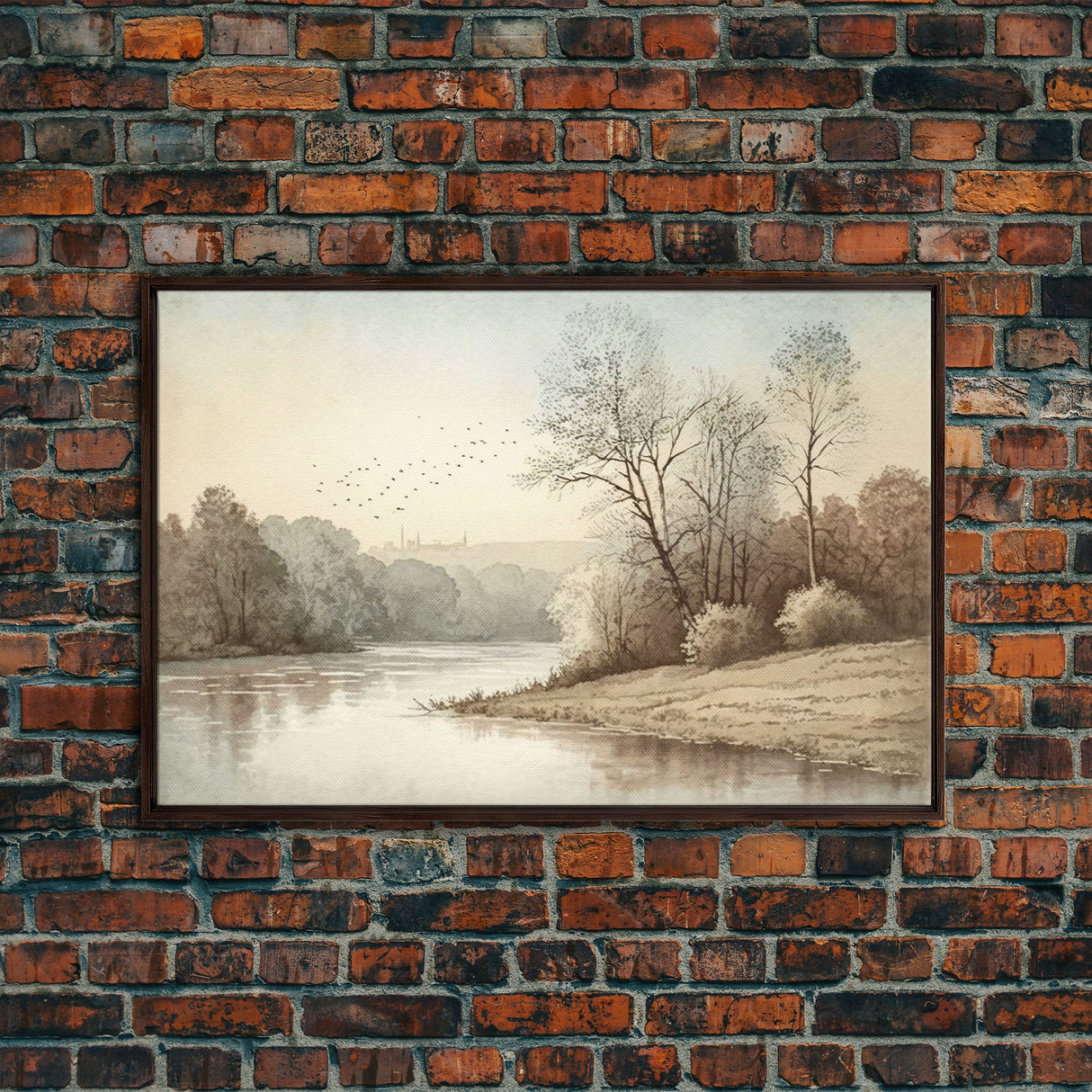 Farmhouse Wall Art, Retro / Vintage Style Landscape, Framed Canvas Print, Boho Style Minimalist Art, Framed Wall Art