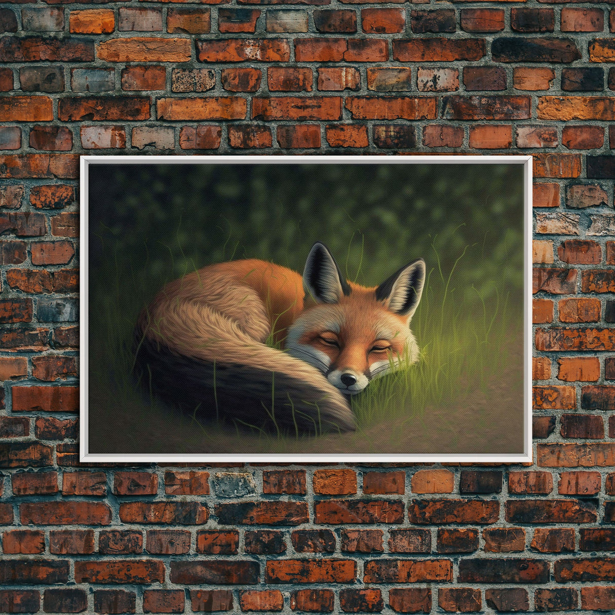 Cute Sleeping fox Framed Canvas Wall Art, Canvas Print Decor for Home & Office Decoration Canvas Ready to Hang