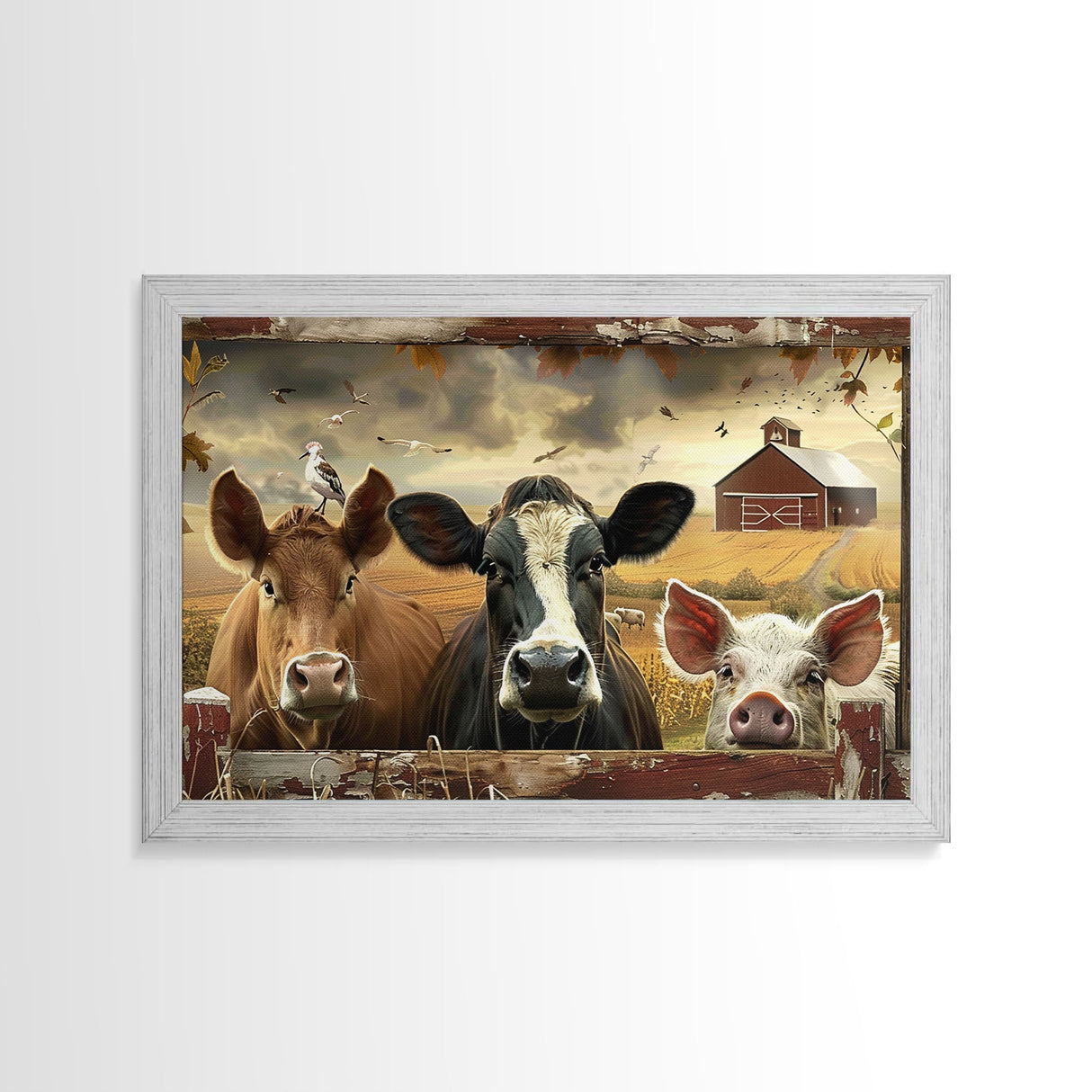 Cute Farmhouse Animal Print, Window Art, Wall Art, Home Decor, Wall Decor, Cute Farmhouse Kitsch Living Room Art