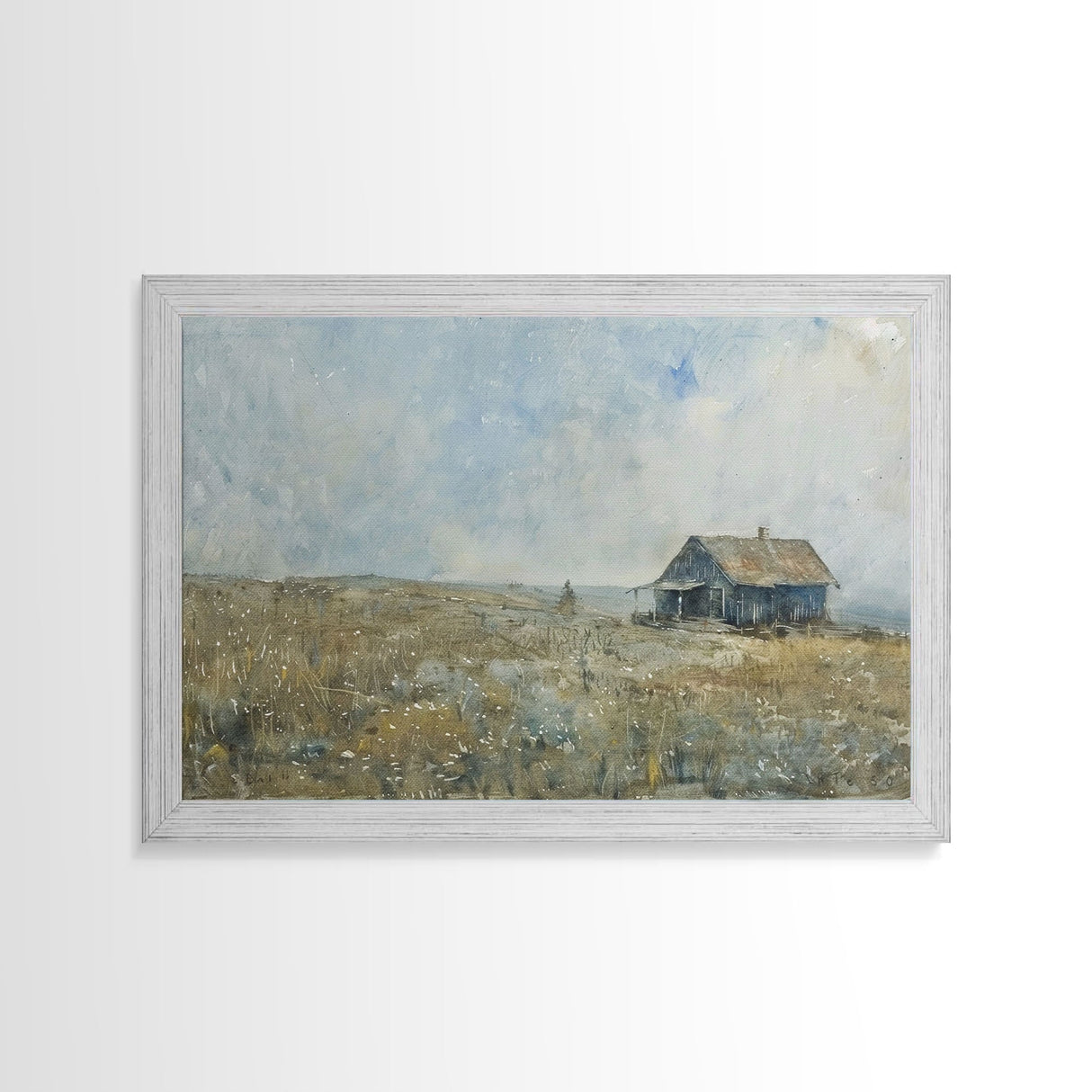 Kitsch Kitchen Farmhouse Decor Framed Canvas Print, Farmhouse Decor, Original Art Of an Old Farmhouse, Western Decor