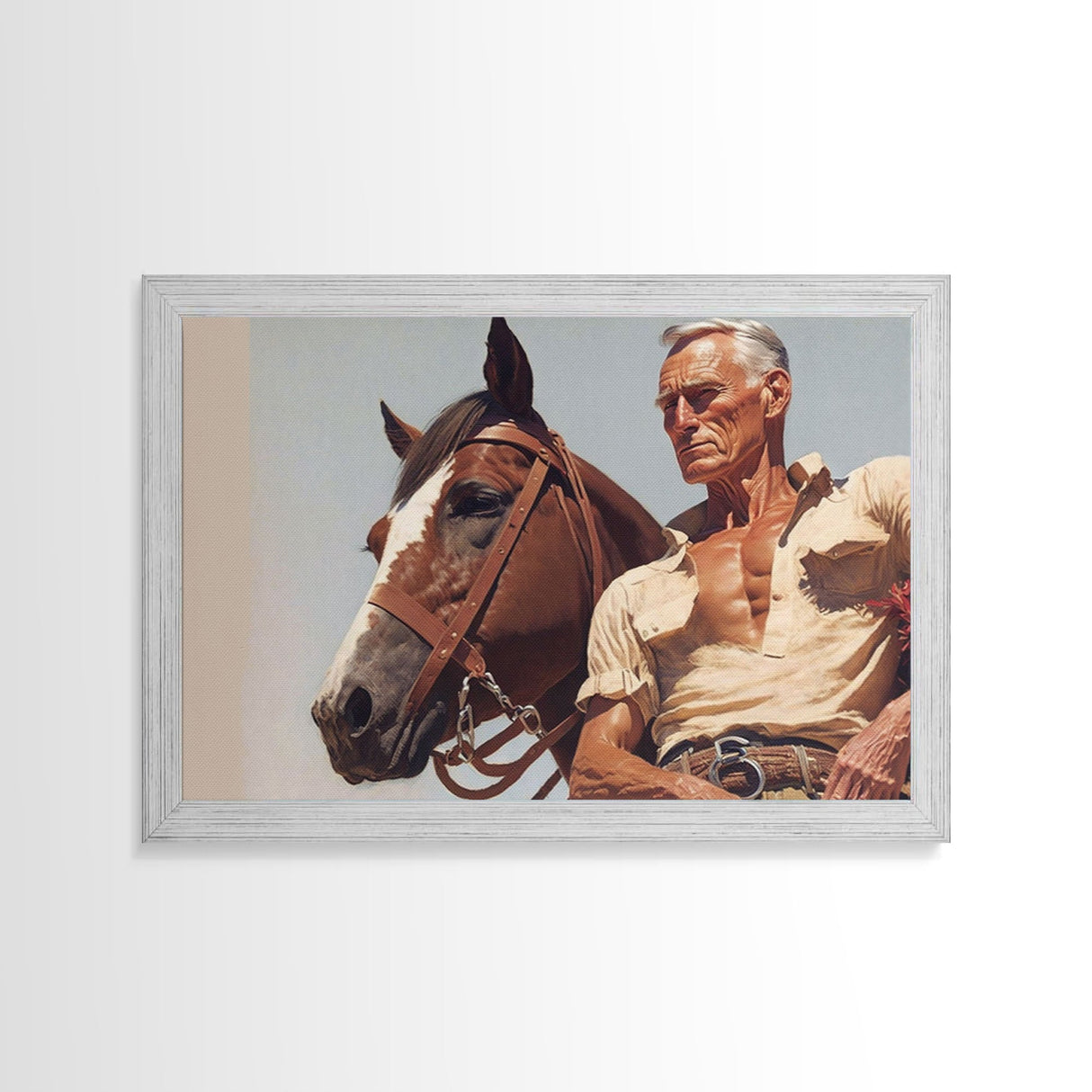 The Old West American Frontier Cowboy Framed Canvas Print, Western Decor, 50s Style Western Art, Farmhouse Decor, Southwestern Art