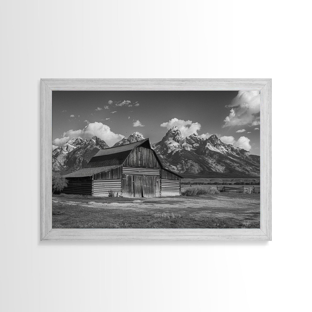 Old Barn Wall Art, Framed Canvas Print or Metal Art, Rustic Homestead Framed Canvas Art, Vintage Old Barn Black and White Wall Art