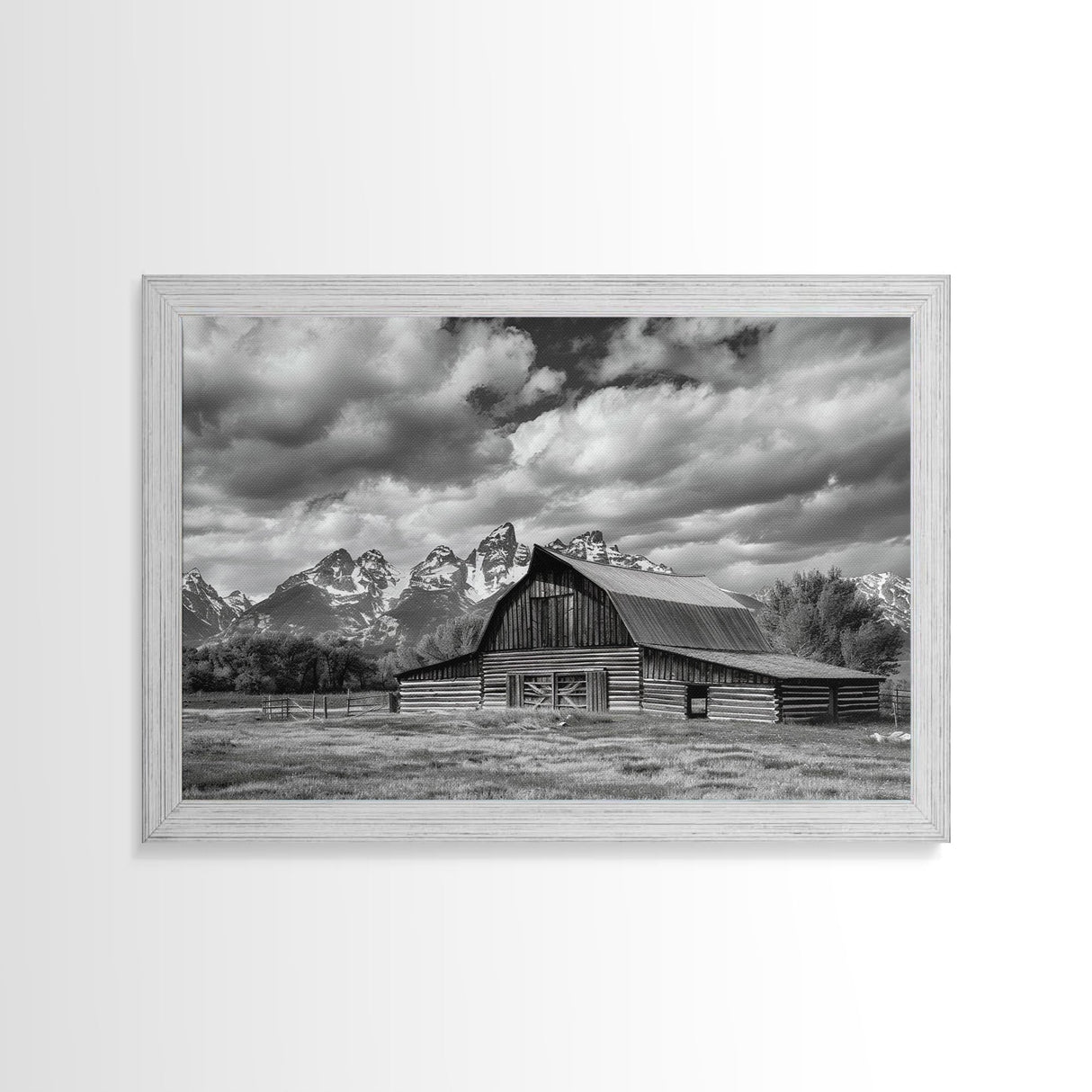 Old Barn Wall Art, Framed Canvas Print or Metal Art, Rustic Homestead Framed Canvas Art, Vintage Old Barn Black and White Wall Art